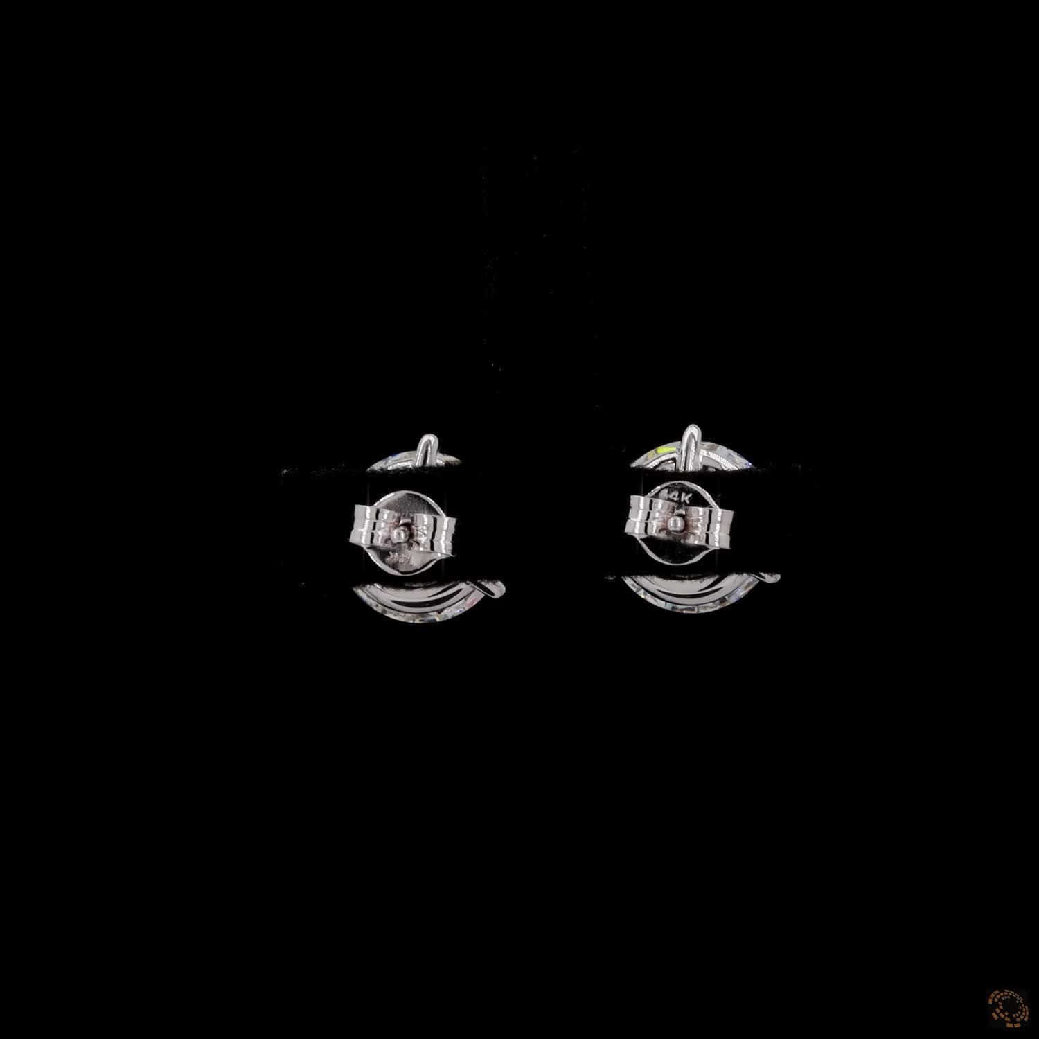 8.15 Prong Martini Round Diamond Stud Earrings in White Gold / Platinum