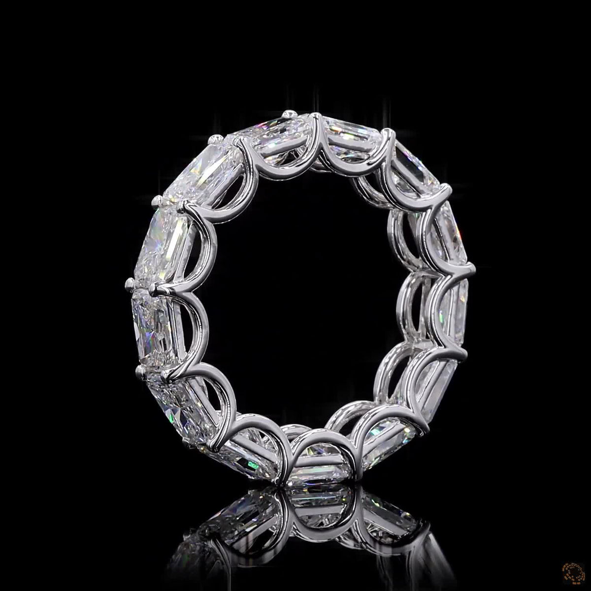 6.79 Ct East West Radiant Cut Eternity Band, Horizontal Radiant Cut Wedding Band, East-West Diamond Eternity Ring, Scalloped Basket Radiant Eternity Ring