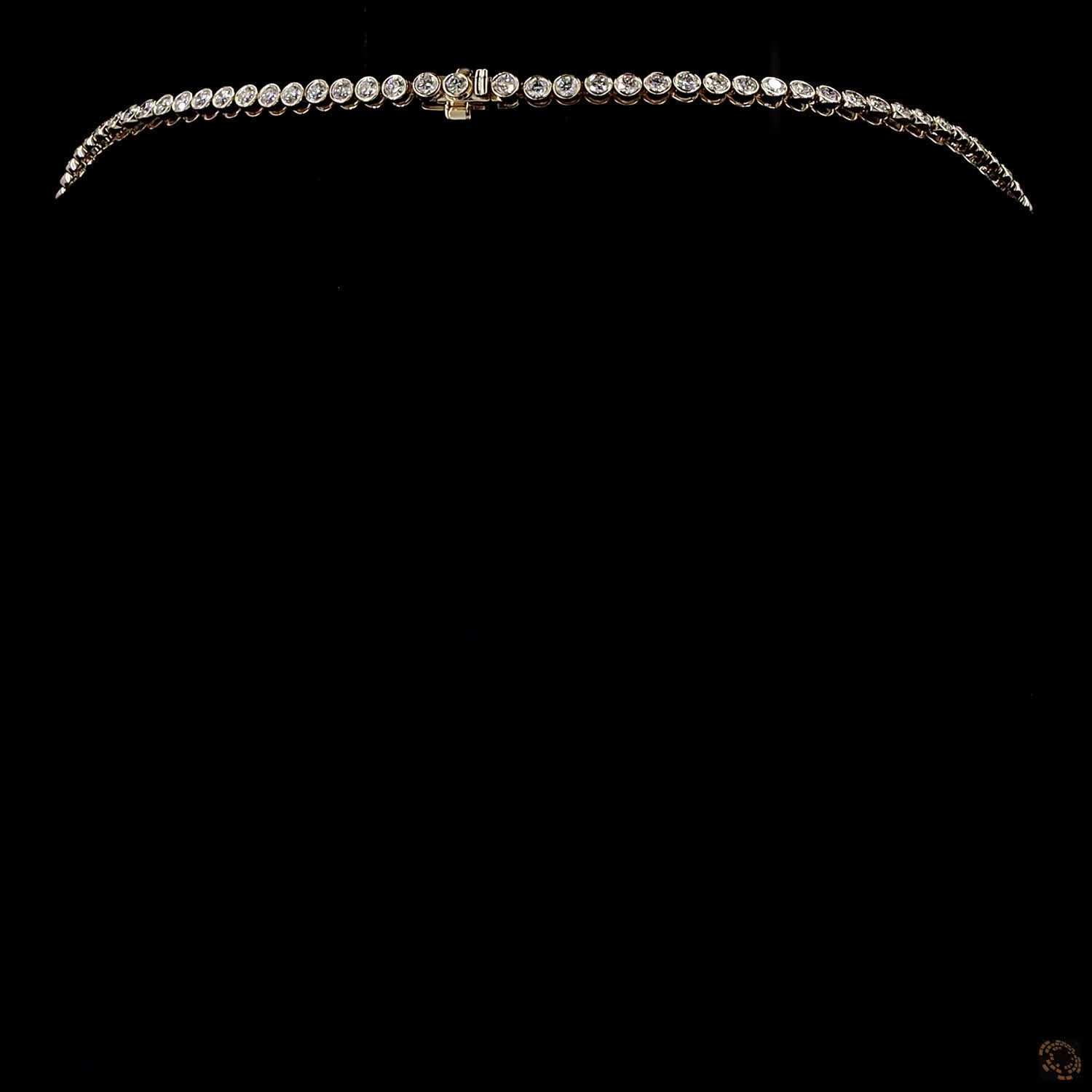6.39 Ct Warm luxury meets bold brilliance in this graduated round-cut diamond tennis necklace