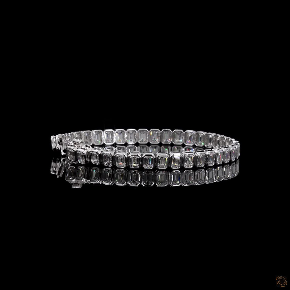 15.37 Ct Silver Rectangular Crystal Tennis Bracelet for Women – Elegant Sparkling Link Bracelet