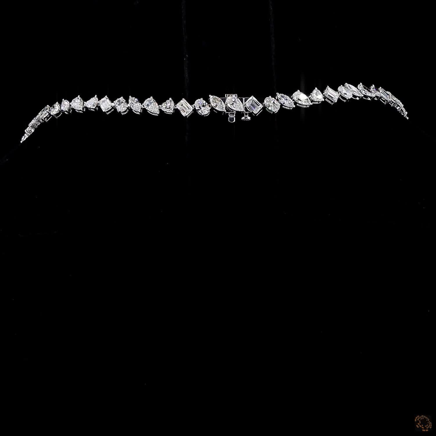 20.95 Ct Multi-Shape Fancy Cut Diamond Eternity Tennis Necklace