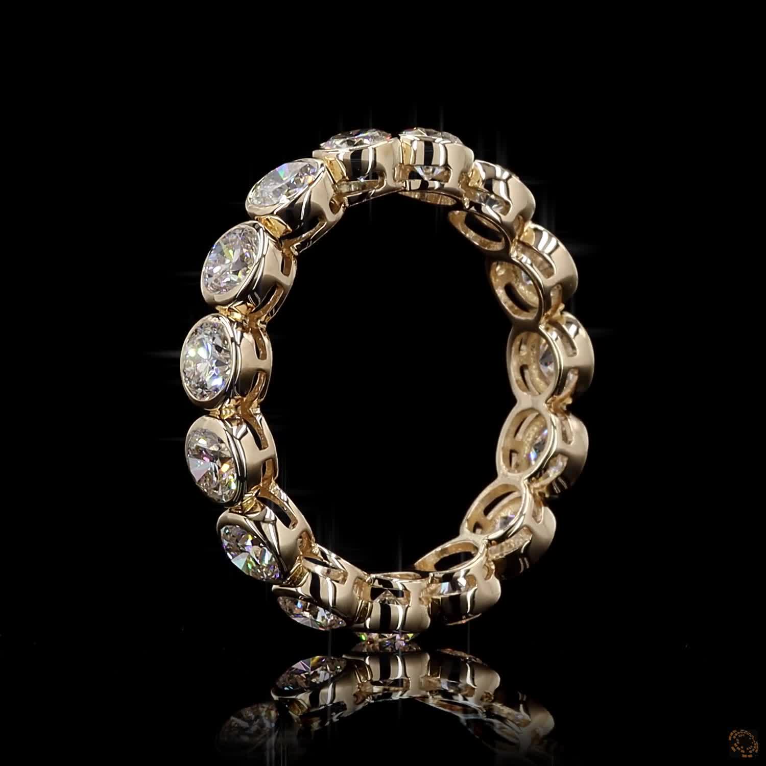 2.79 Ct Round Cut Diamond Bezel Eternity Band – 14KYellow Gold Floating Bezel Wedding Ring