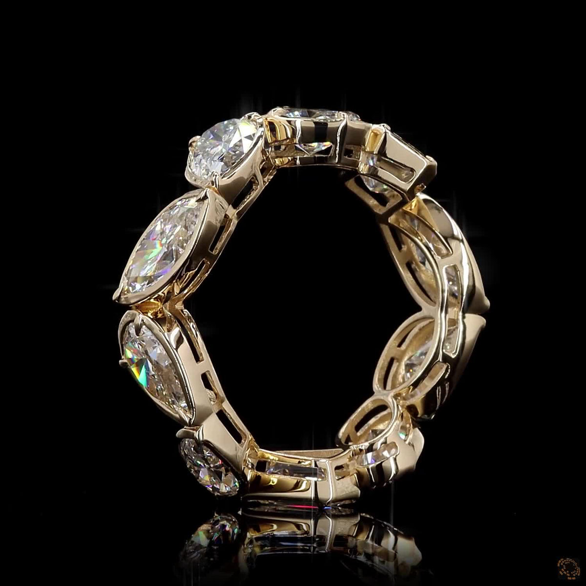 5.82 Ct Full Bezel Setting Custom-contoured smooth yellow gold frames surrounding each distinct diamond shape