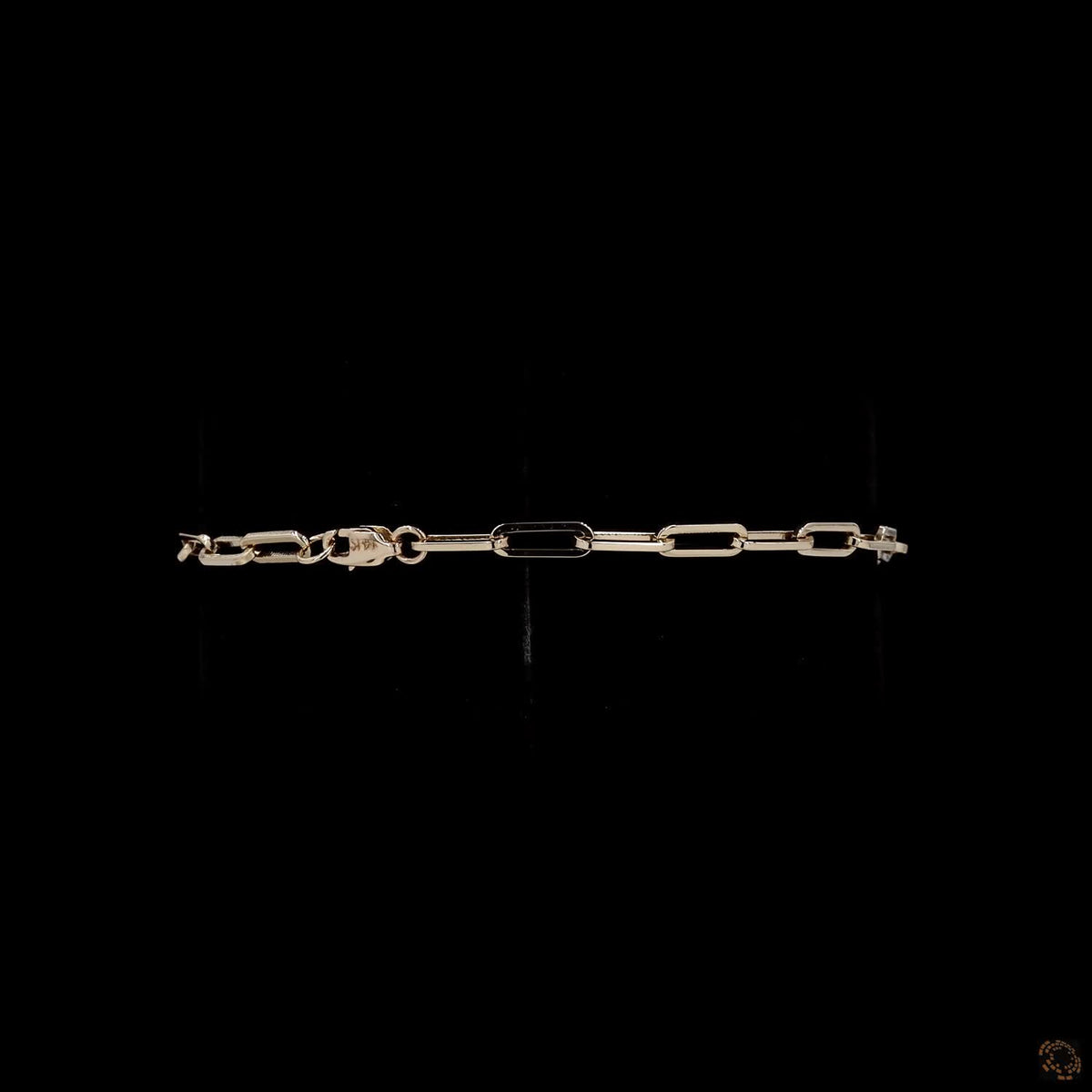 3.01 Ct Bezel-Set Solitaire Round Diamond Paperclip Chain Bracelet in 14K Yellow Gold
