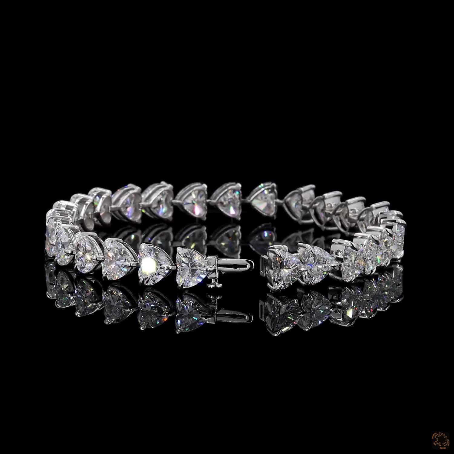 27.55 Ct Heart Shaped Diamond Eternity Line Bracelet in White Gold