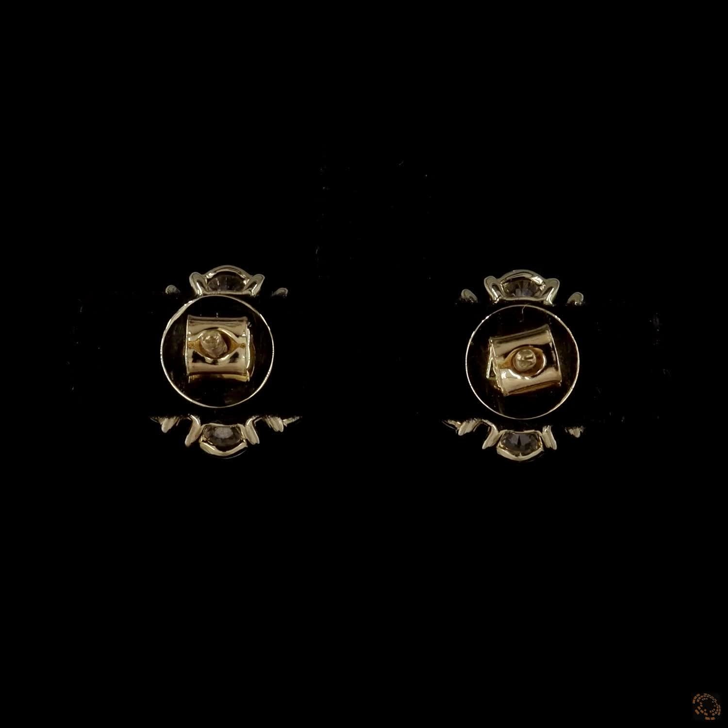 2.06 Ct 14K Yellow Gold Round Cut Diamond Flower Cluster Stud Earrings – Blossom Solitaire Illusion Studs