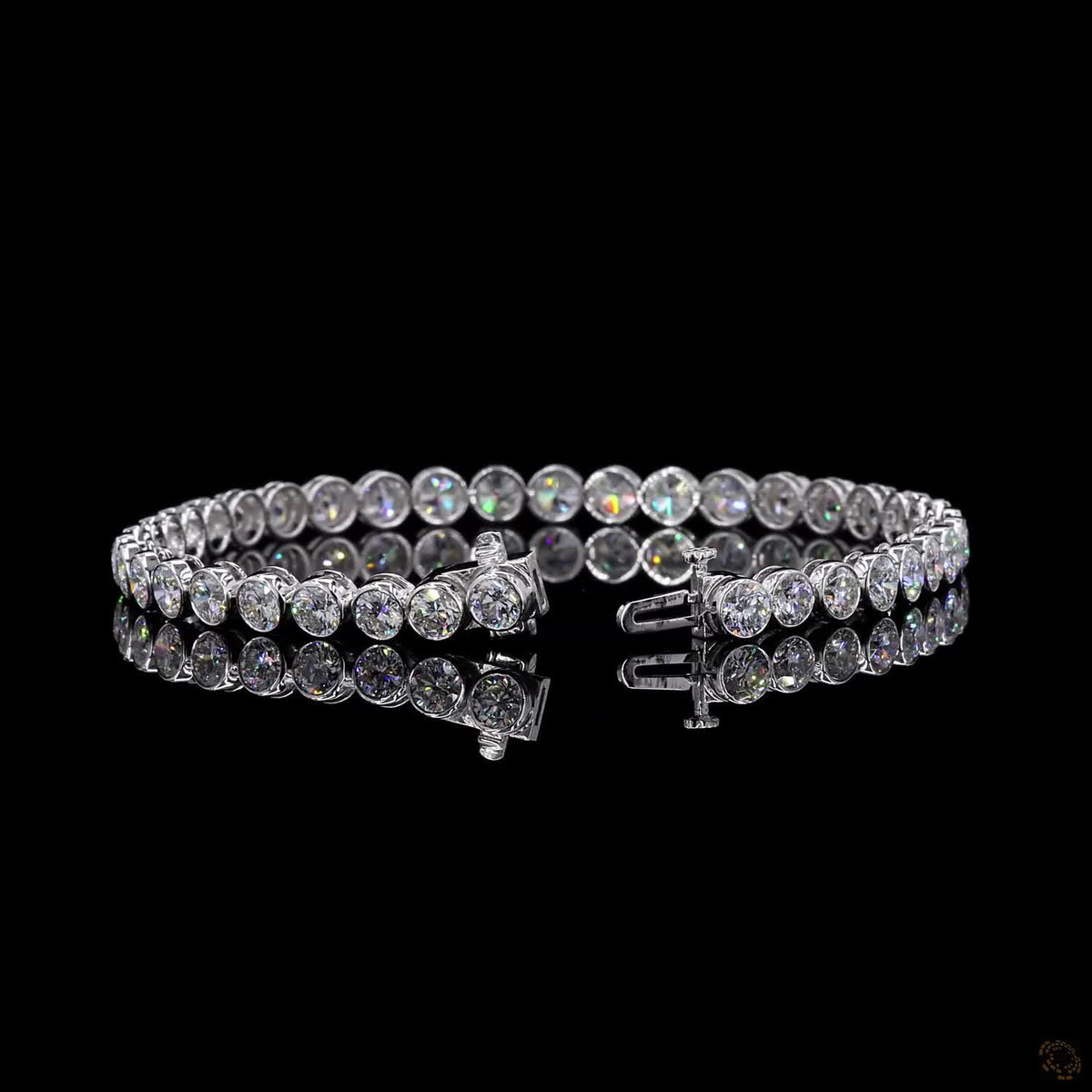 10.02 Ct Bezel-Set Round Diamond Tennis Bracelet in White Gold