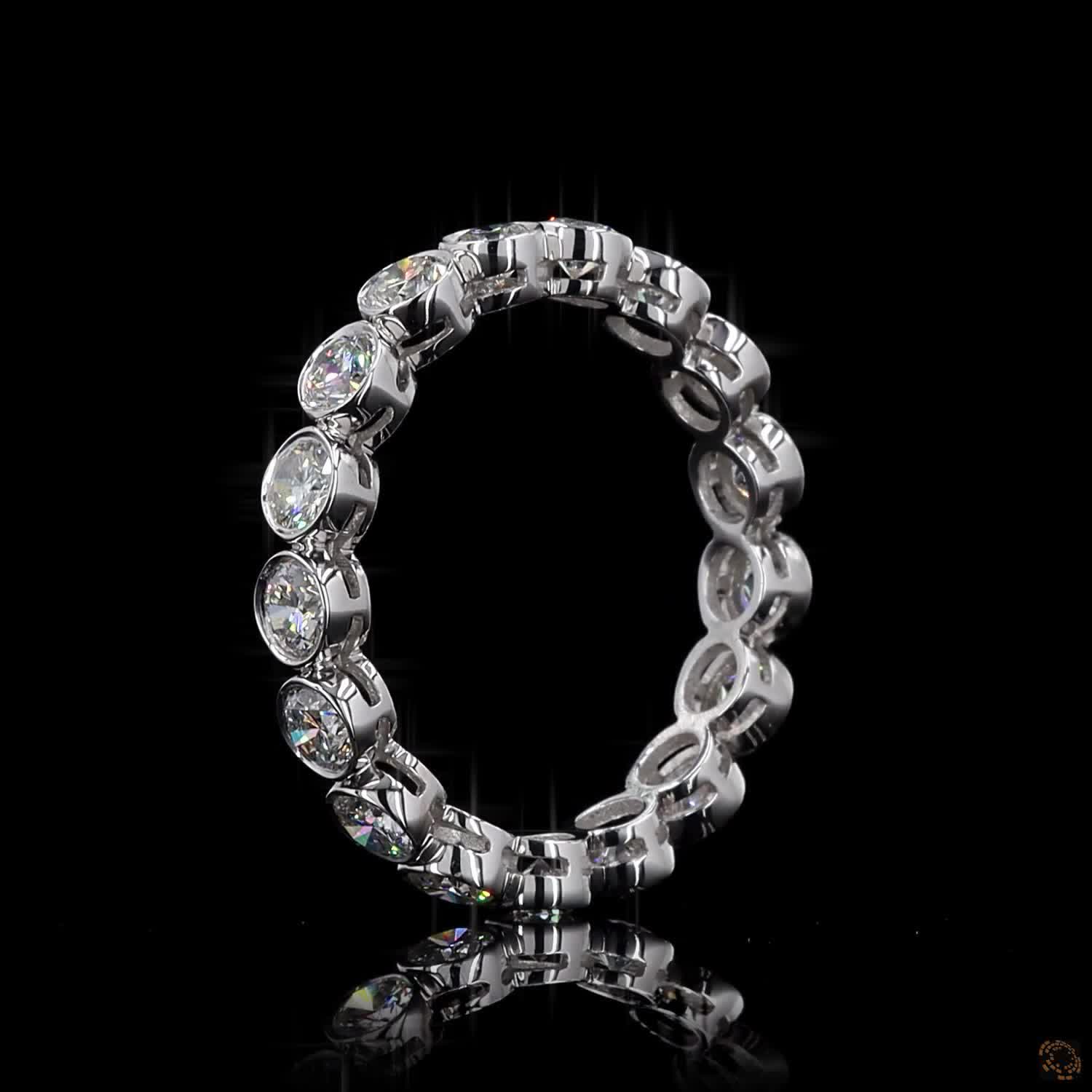 1.90 Ct Round Cut Diamond Bezel Eternity Band – 14K White Gold Floating Bezel Wedding Ring
