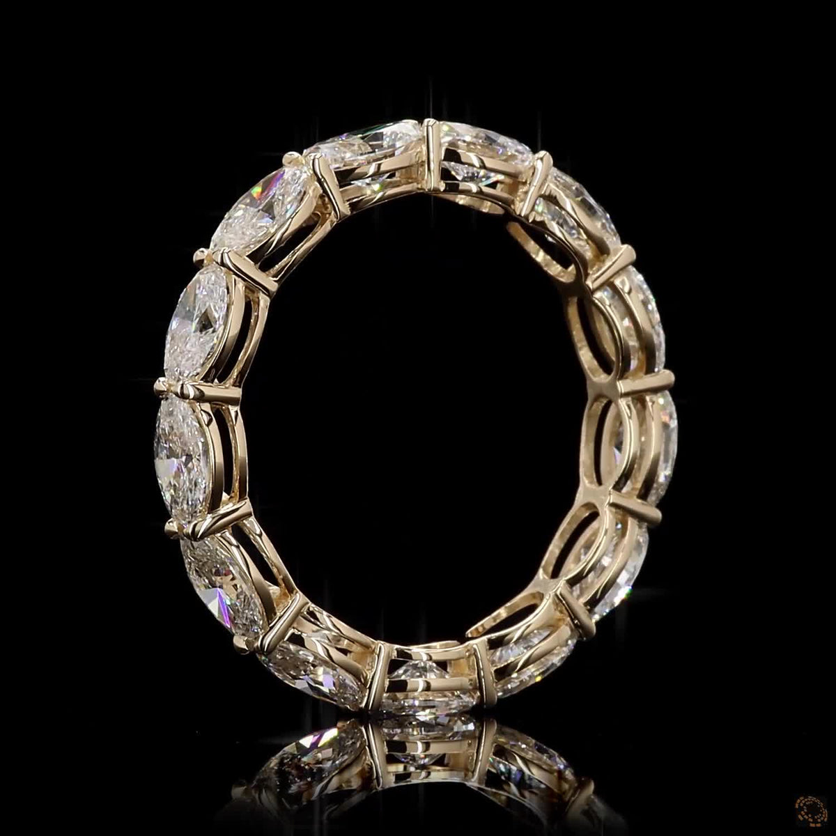 3.35 Ct East-West Oval Cut Diamond Eternity Ring in Yellow Gold