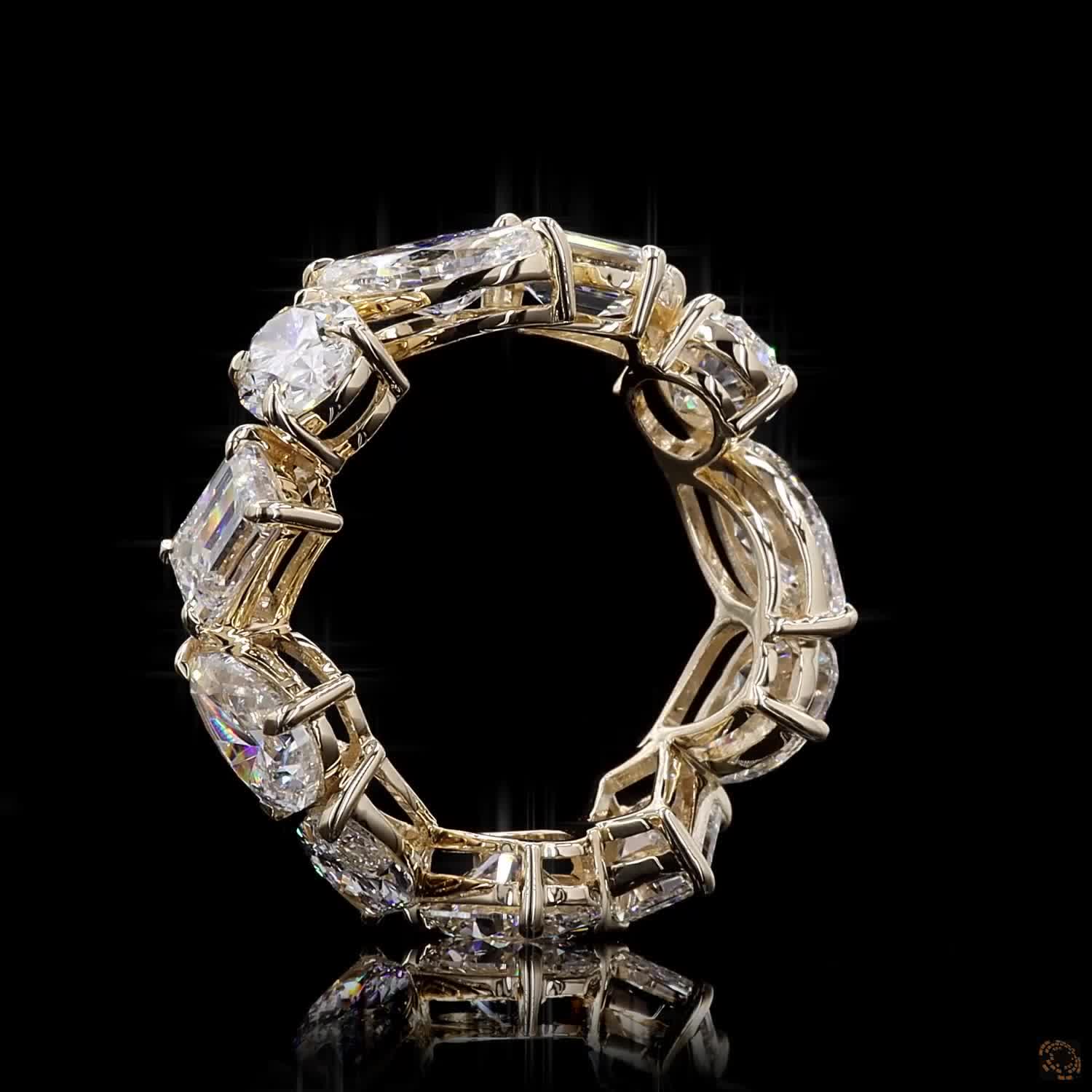 7.18 Ct Prong Set / Shared Prong: Crucial differentiator from the bezel style, targeting buyers looking for maximum diamond exposure and sparkle.