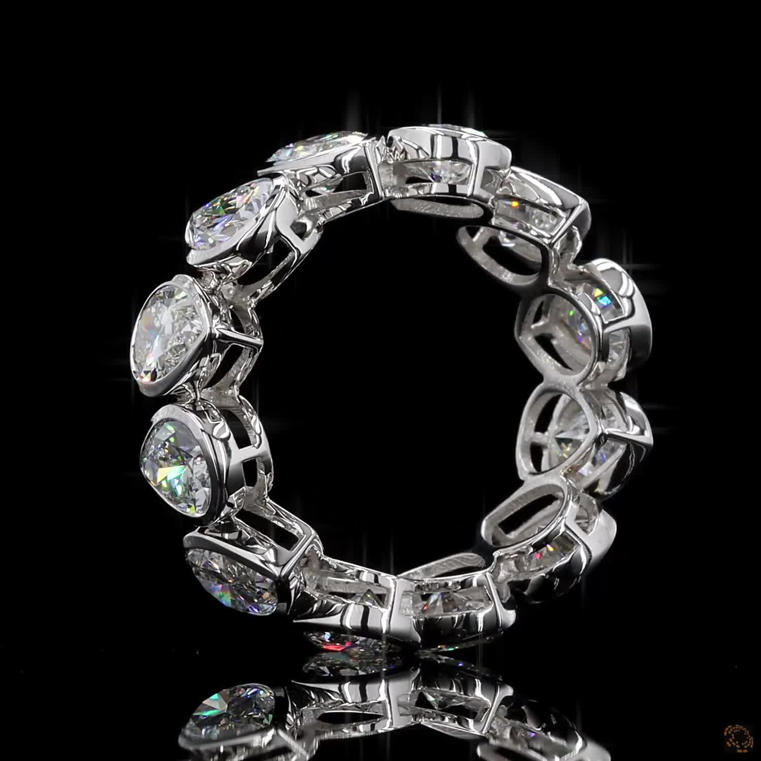 6.88 Ct Pear Cut Bezel Set Diamond Eternity Ring | 14K White Gold Lab Grown Diamond Band