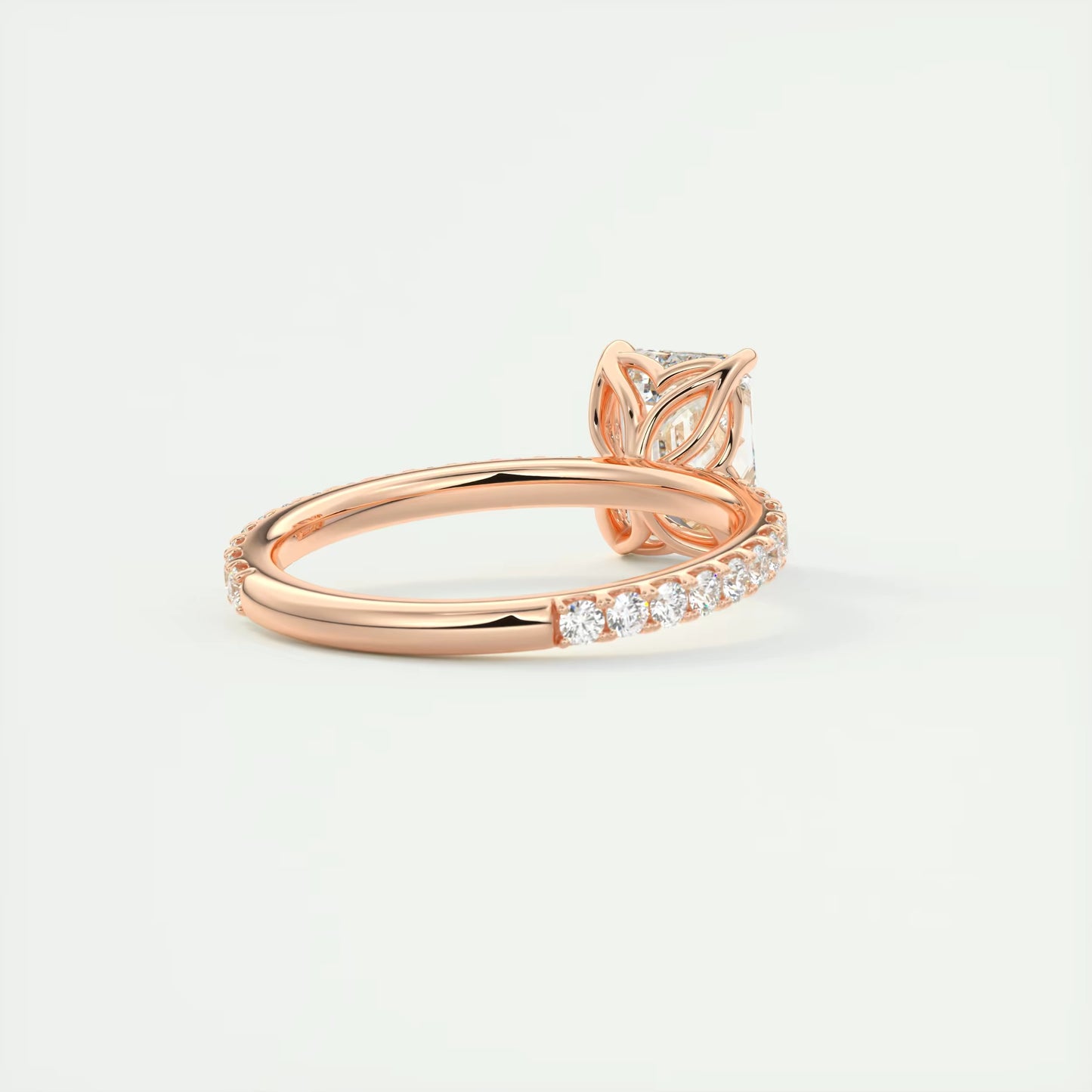 2.50 Ct Royale Pavé Center Stone Emerald Floral Basket 1.8mm French Set Pavé Ring