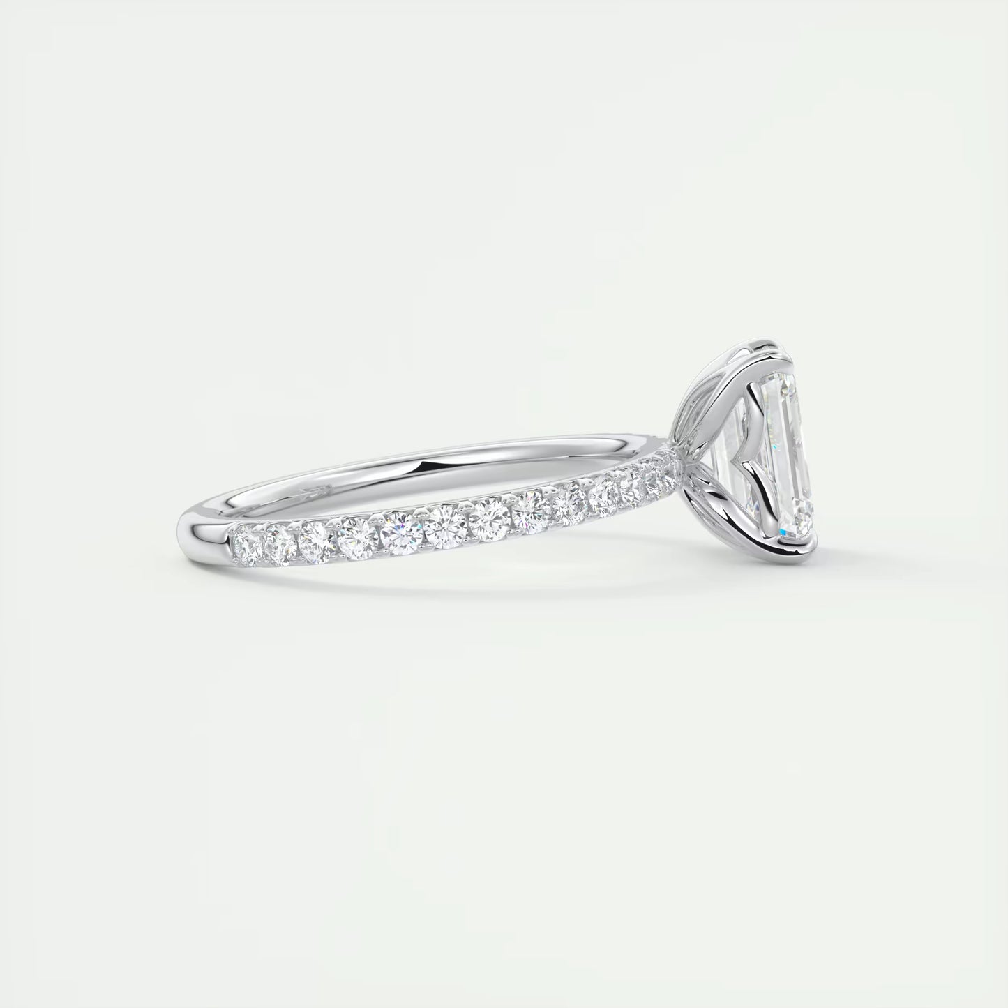 2.50 Ct Royale Pavé Emerald Floral Basket 1.8mm French Set Pavé Ring