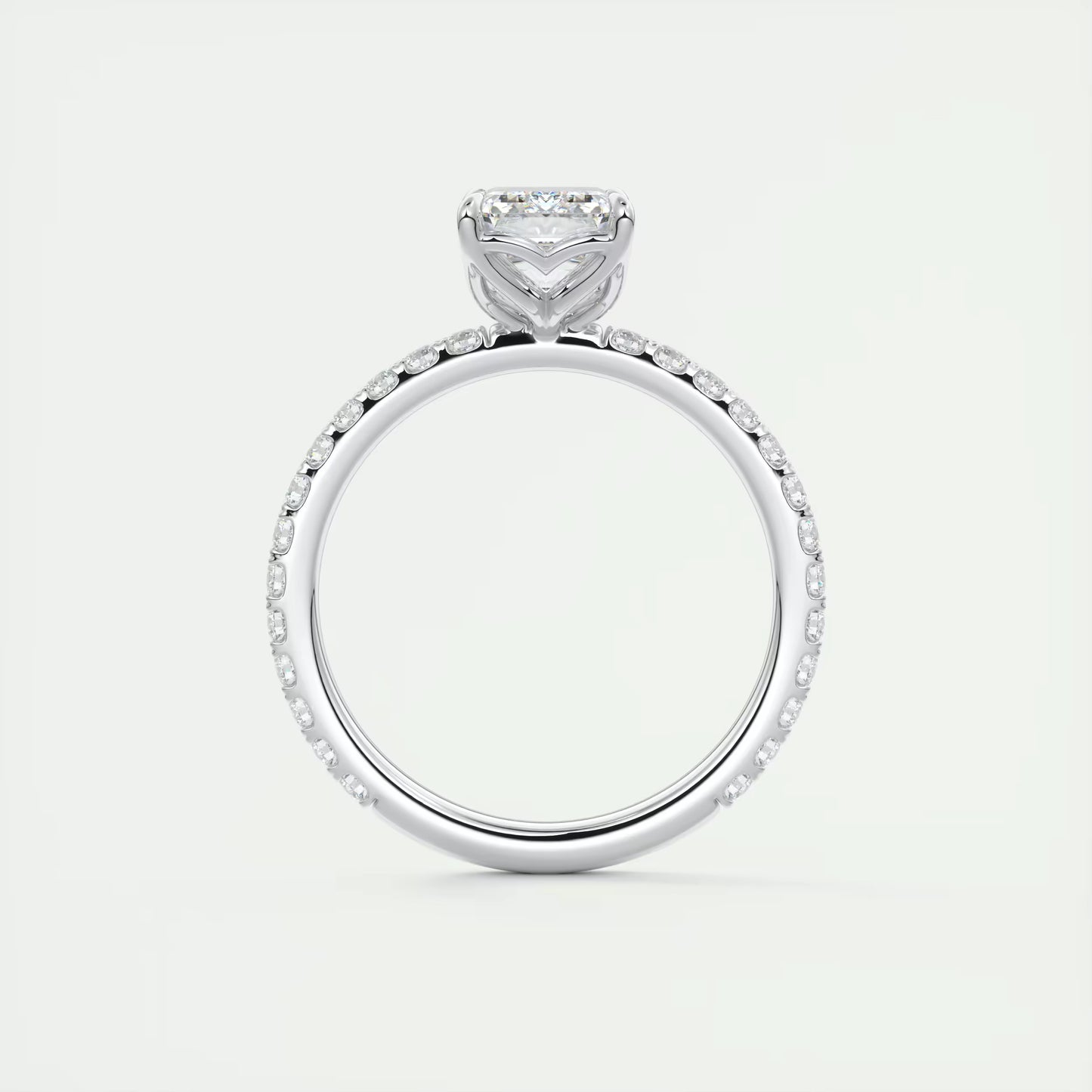 2.50 Ct Royale Pavé Emerald Floral Basket 1.8mm French Set Pavé Ring