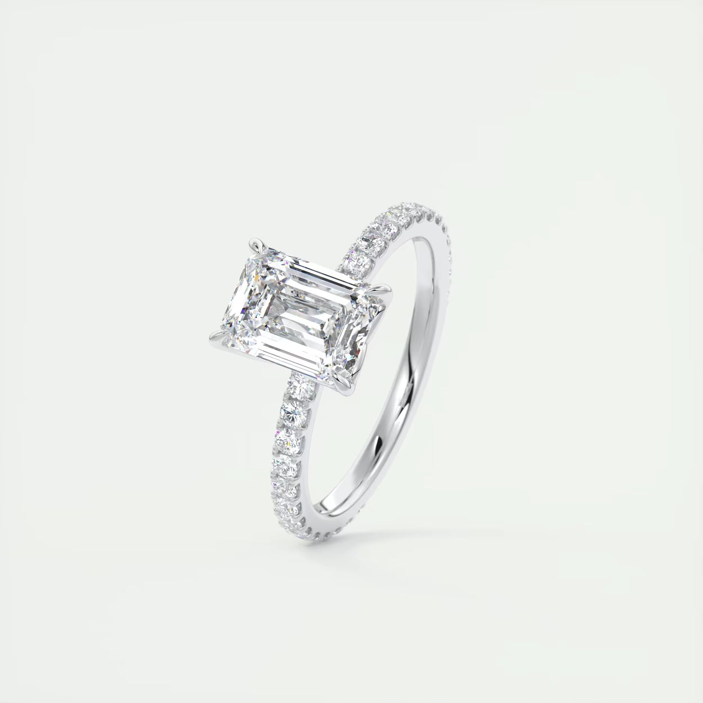 2.50 Ct Royale Pavé Emerald Floral Basket 1.8mm French Set Pavé Ring