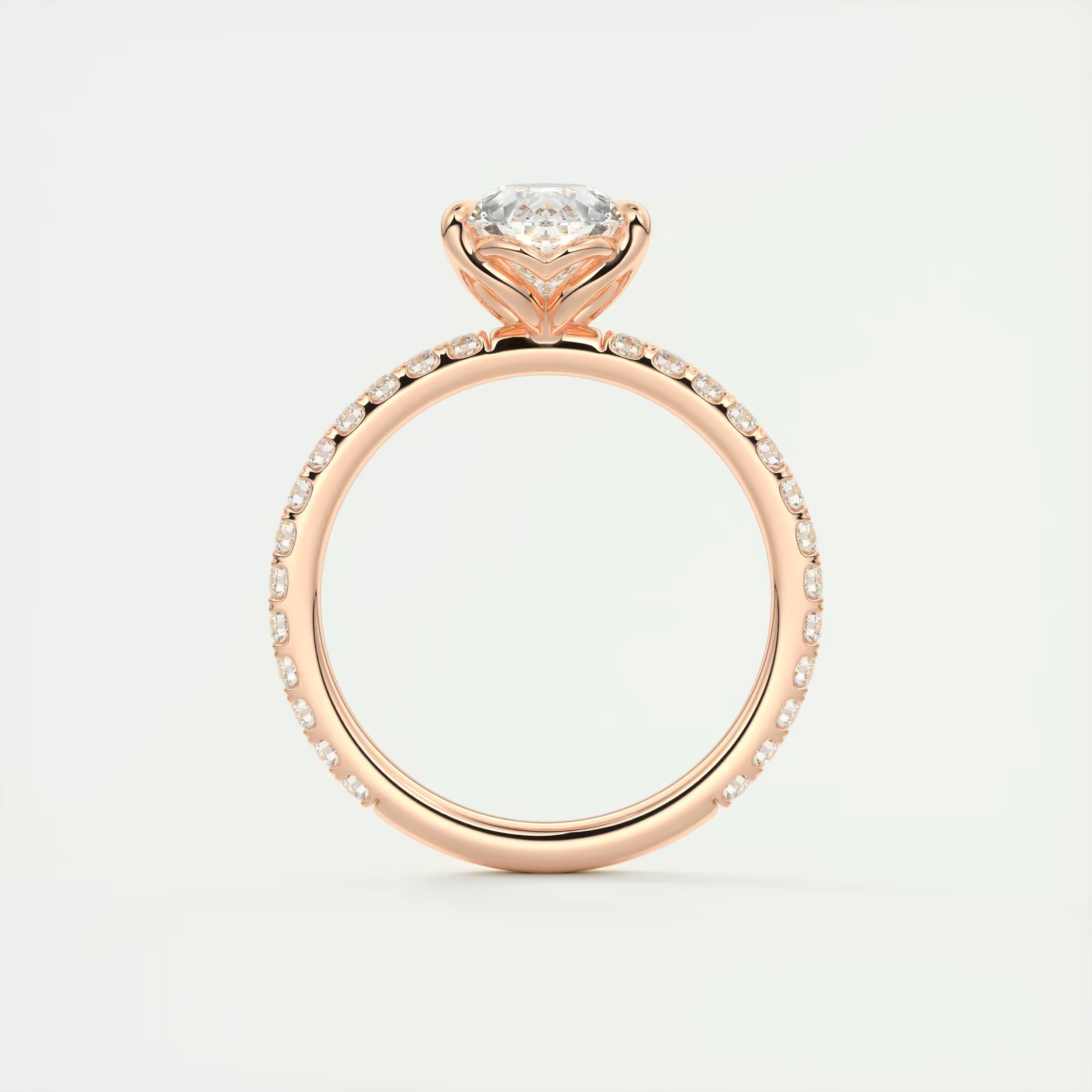 2.50 Ct Royale Pavé Center Stone Pear & Side Stone Round Pavé Ring