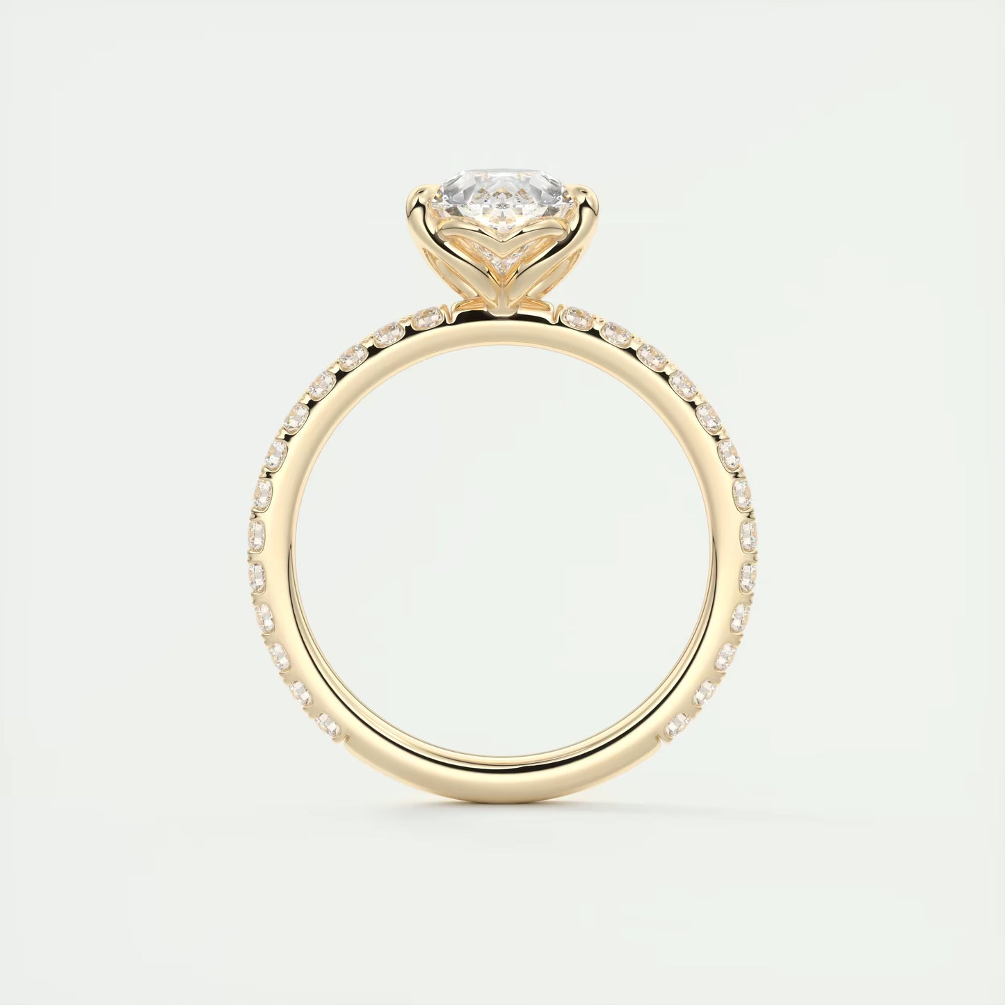 2.50 Ct Royale Pavé Pear Floral Basket 1.8mm French Set Pavé Ring