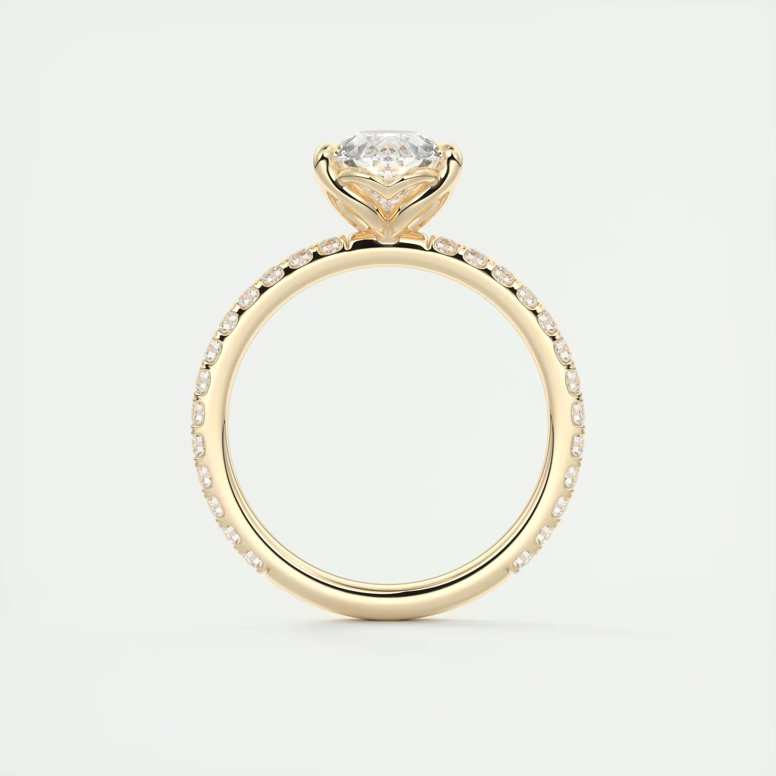 2.50 Ct Royale Pavé Center Stone Pear & Side Stone Round Pavé Ring