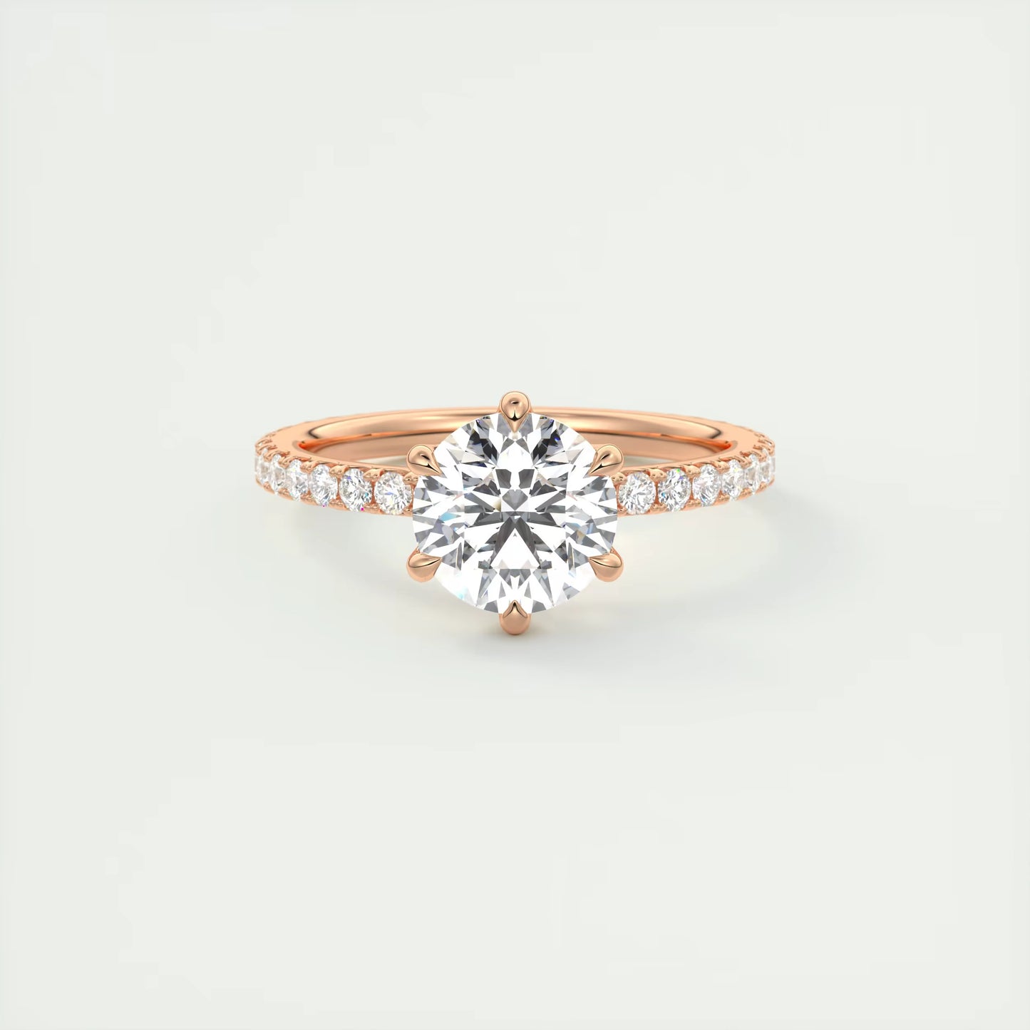 2.50 Ct Royale Pavé Round Floral Basket 1.8 MM French Set Pave Ring