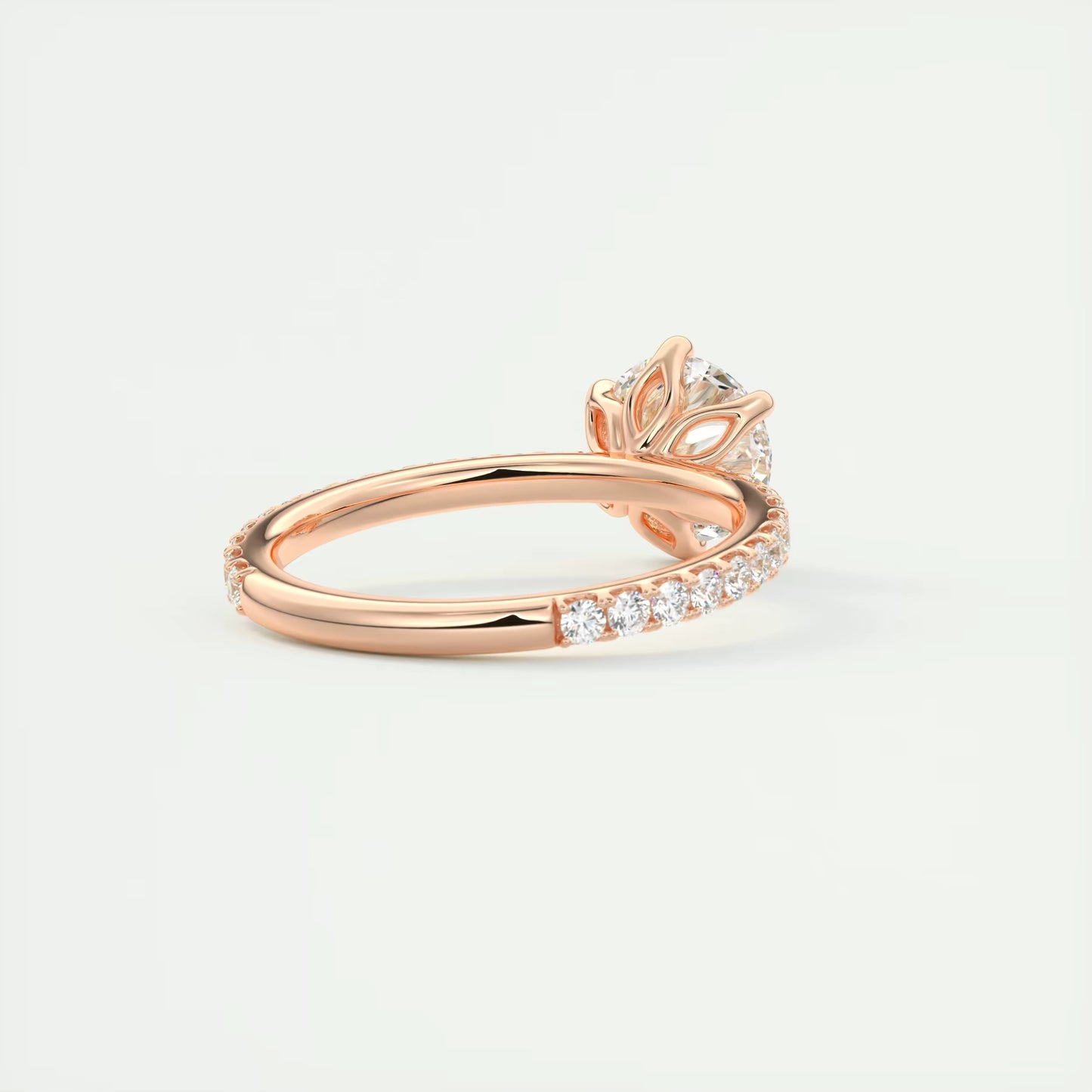 2.50 Ct Royale Pavé Round Floral Basket 1.8 MM French Set Pave Ring
