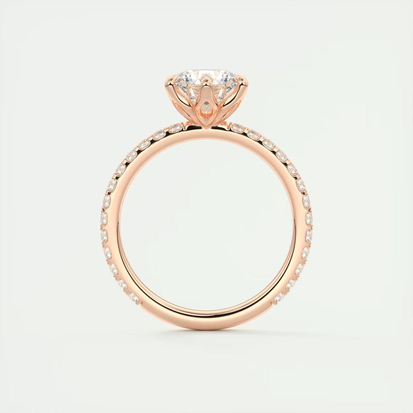 2.50 Ct Royale Pavé Round Floral Basket 1.8 MM French Set Pave Ring