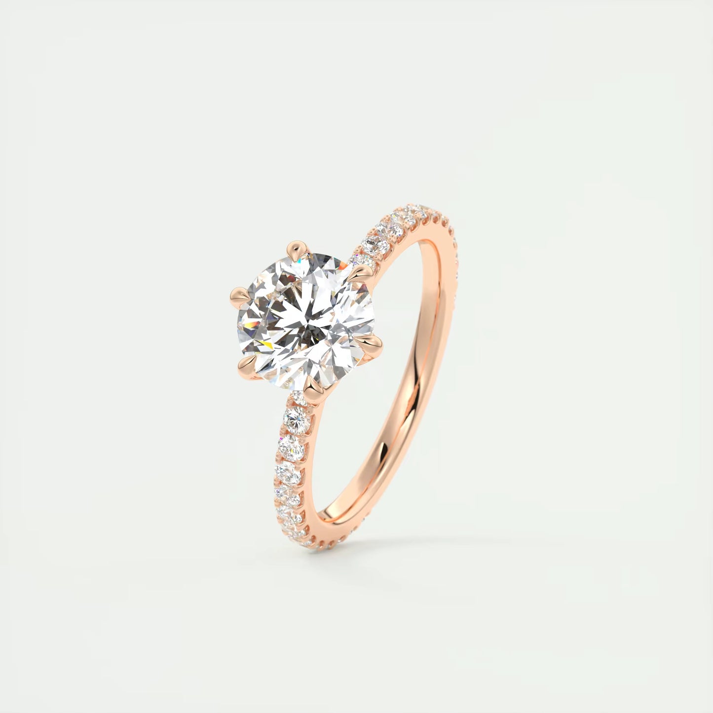 2.50 Ct Royale Pavé Round Floral Basket 1.8 MM French Set Pave Ring