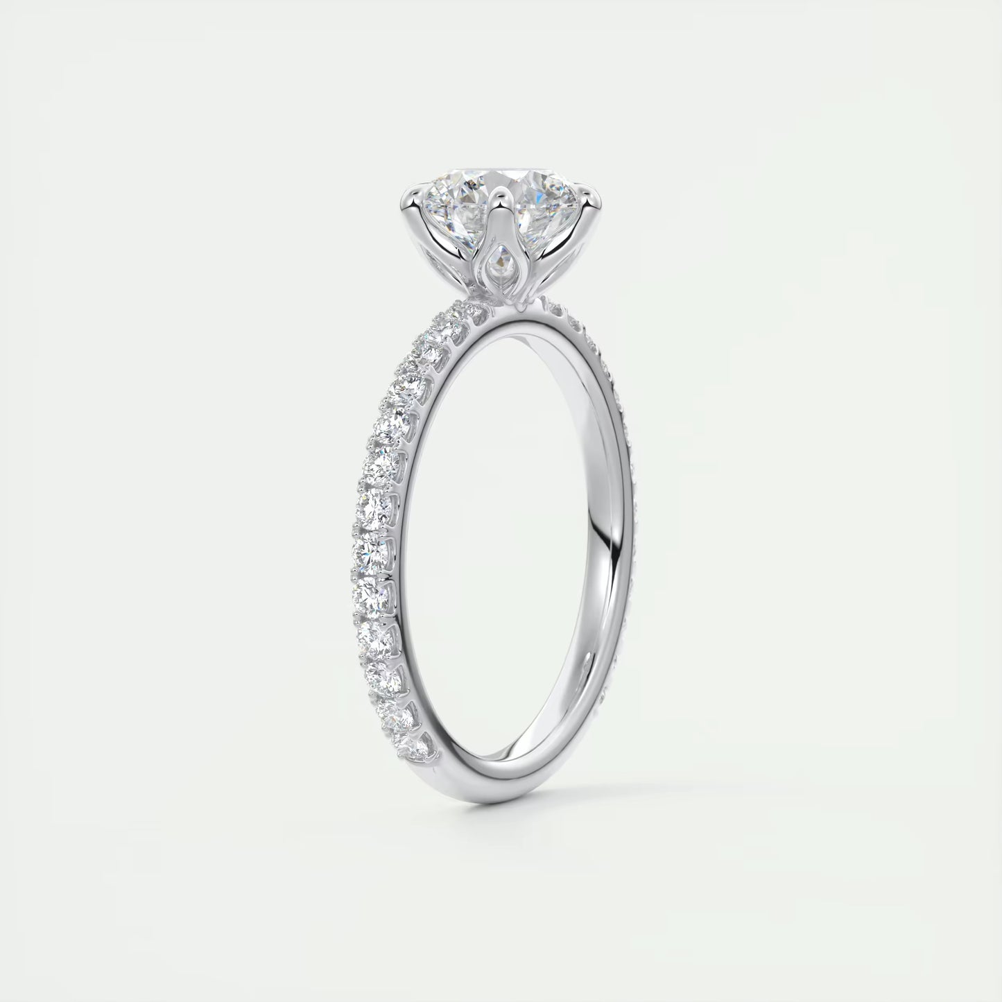 2.50 Ct Royale Pavé Round Floral Basket 1.8 MM French Set Pave Ring