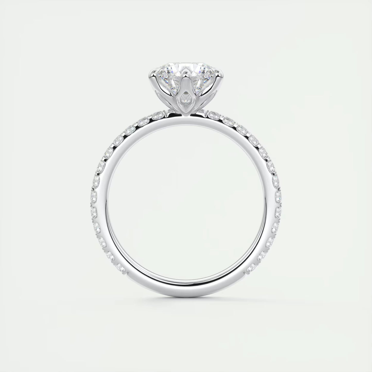 2.50 Ct Royale Pavé Round Floral Basket 1.8 MM French Set Pave Ring
