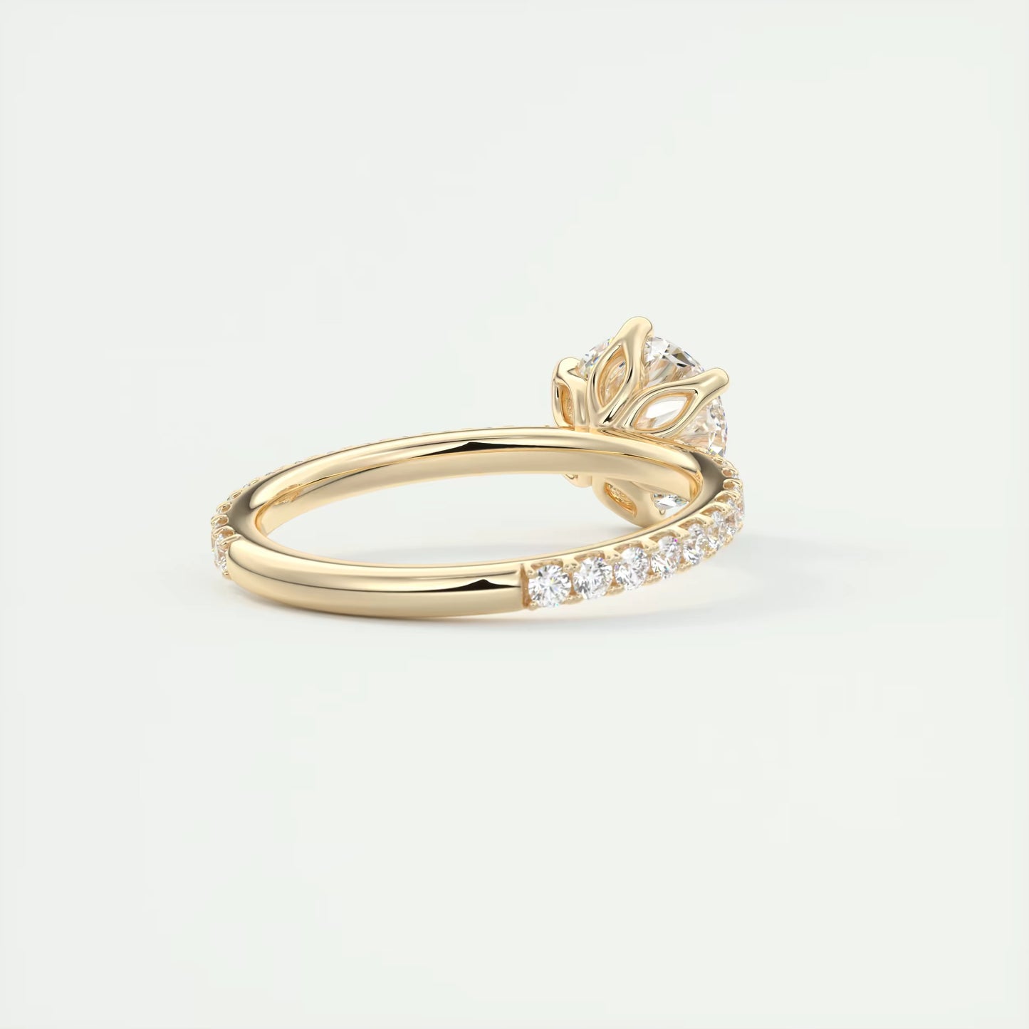 2.50 Ct Royale Pavé Round Floral Basket 1.8 MM French Set Pave Ring