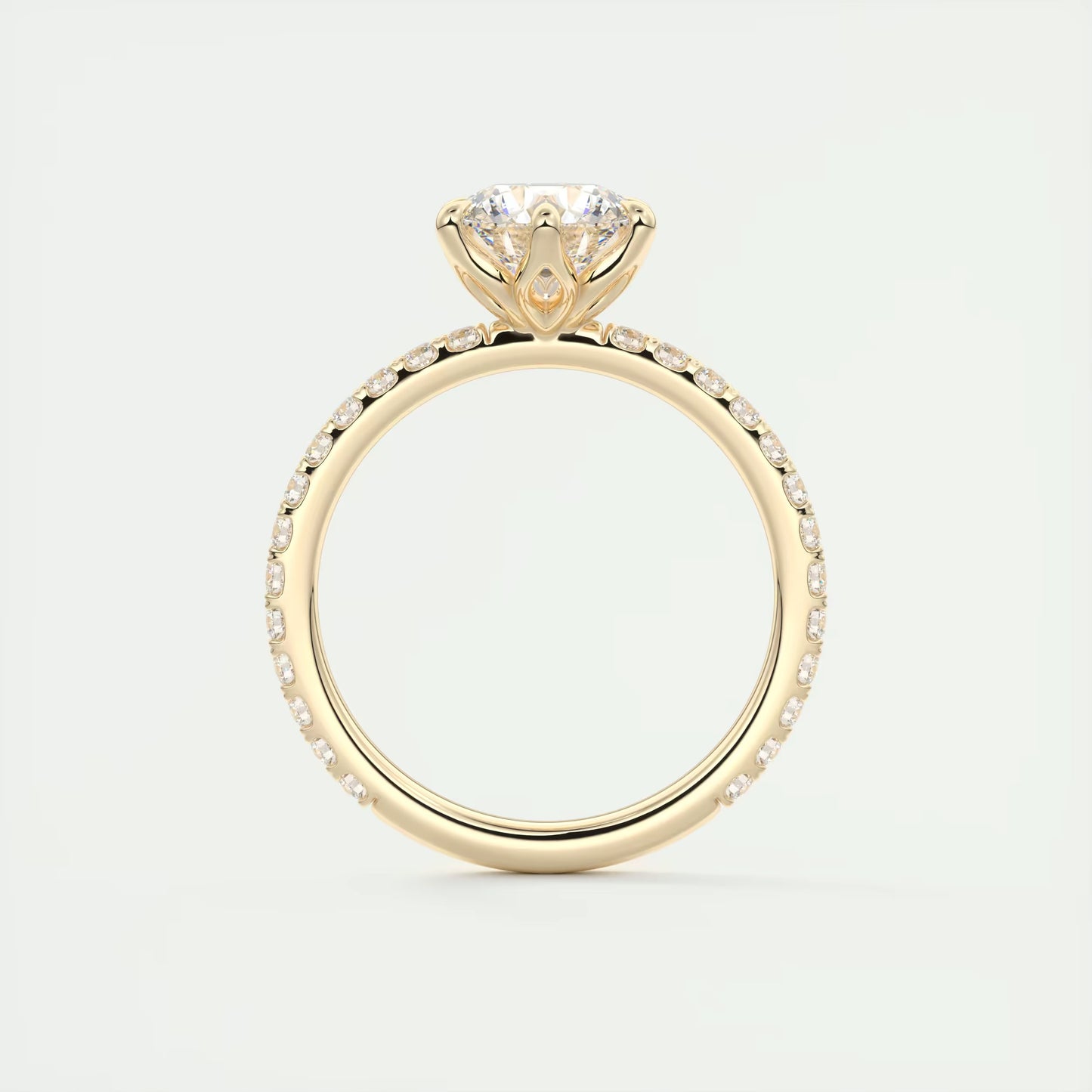 2.50 Ct Royale Pavé Round Floral Basket 1.8 MM French Set Pave Ring