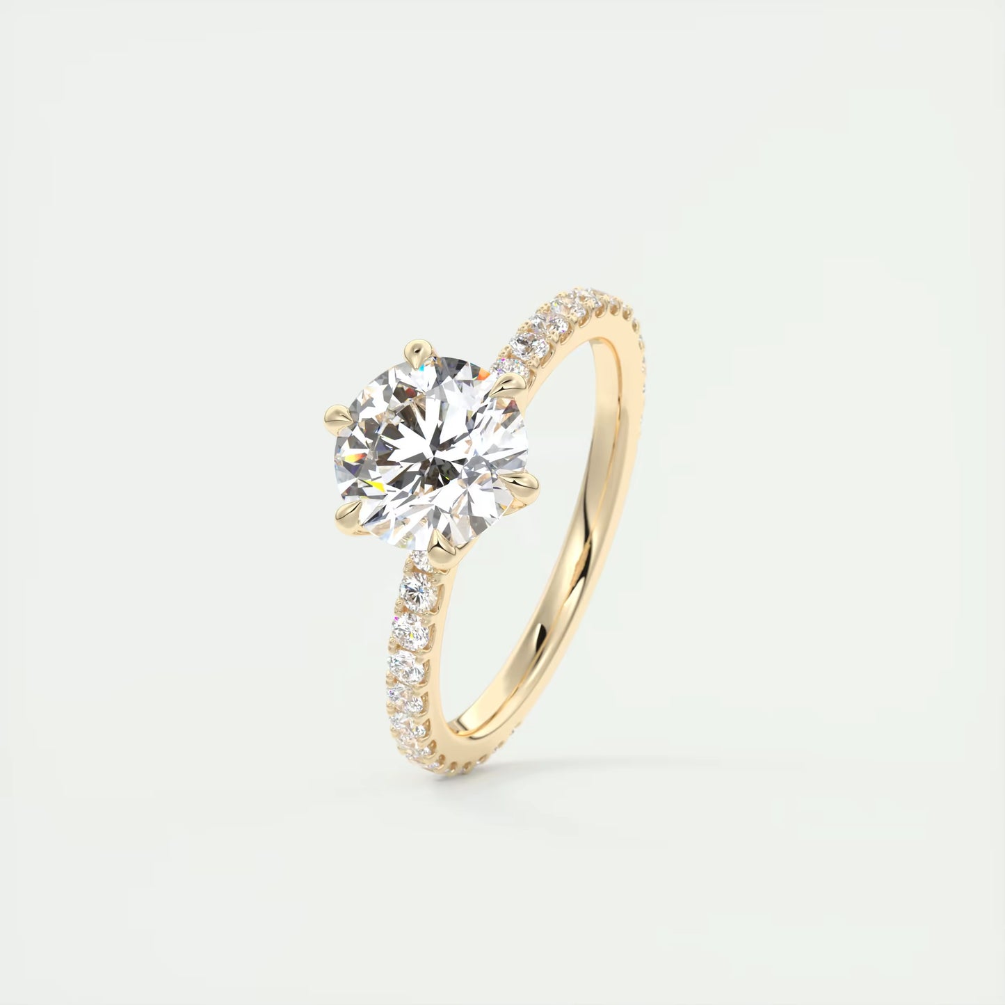 2.50 Ct Royale Pavé Round Floral Basket 1.8 MM French Set Pave Ring