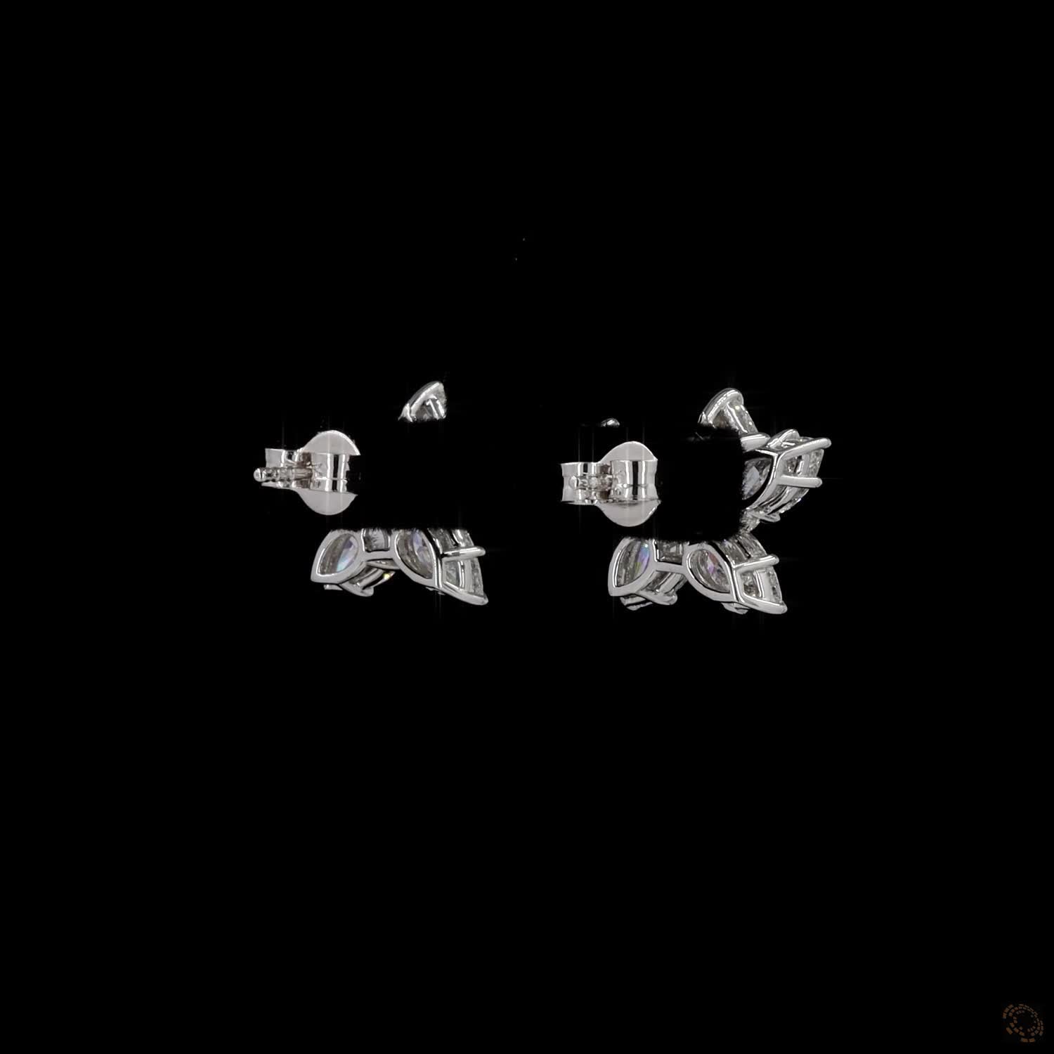 4.49 Ct Pear and Marquise Cut Diamond Flower Cluster Earrings
