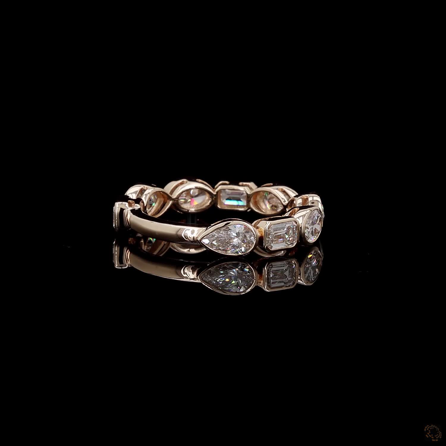 2.56 Ct Multi-Shape Bezel-Set Diamond Eternity Band / Confetti Mixed-Cut Diamond Ring
