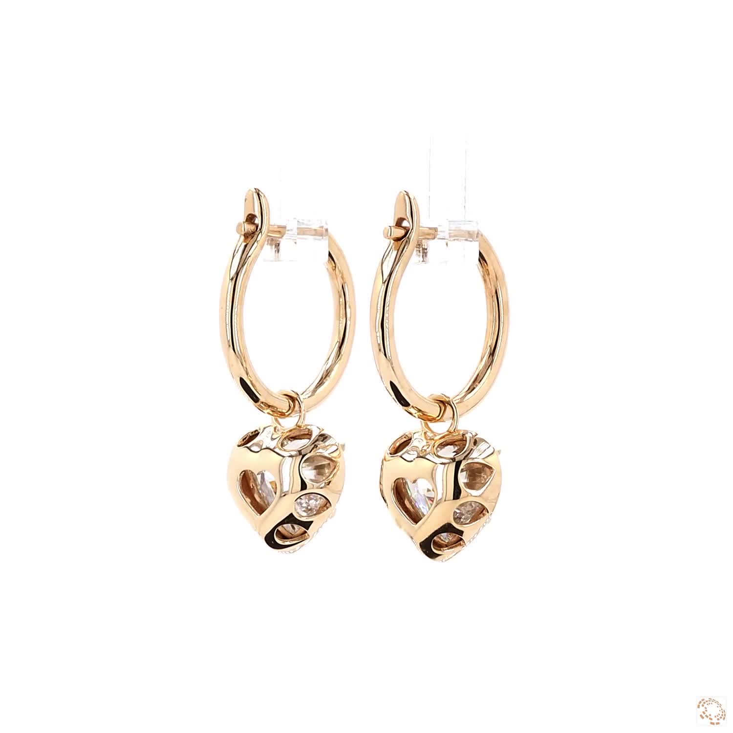 5.16 Ct Luxury Heart Cut Georgian Earring | 14K Yellow Gold Heart Hoop Earrings