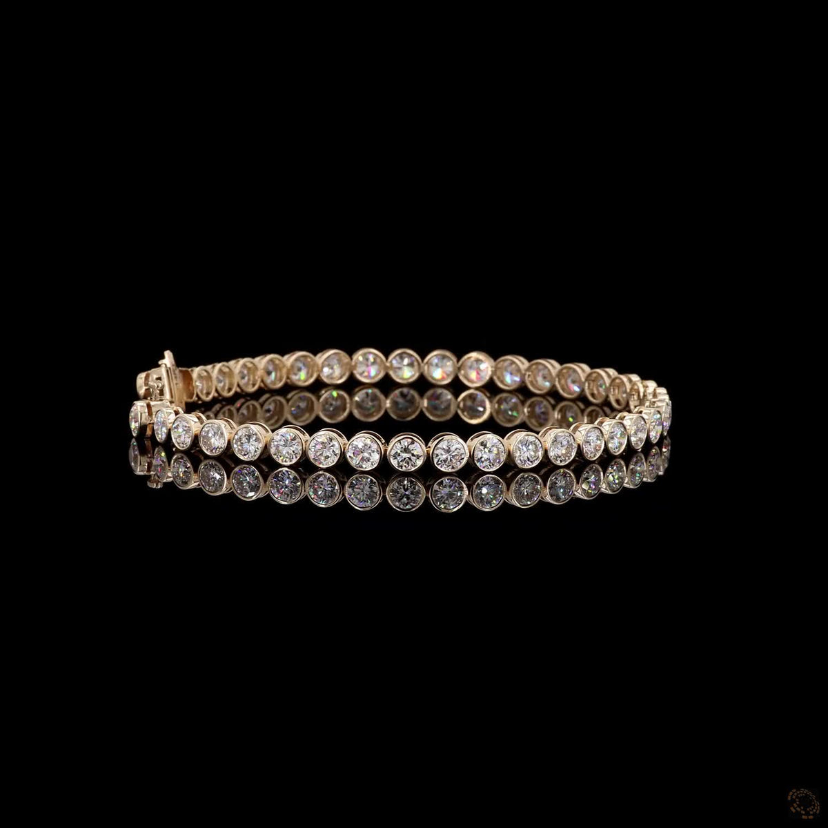 9.97 Ct Bezel-Set Round Cut Diamond Tennis Bracelet in Yellow Gold