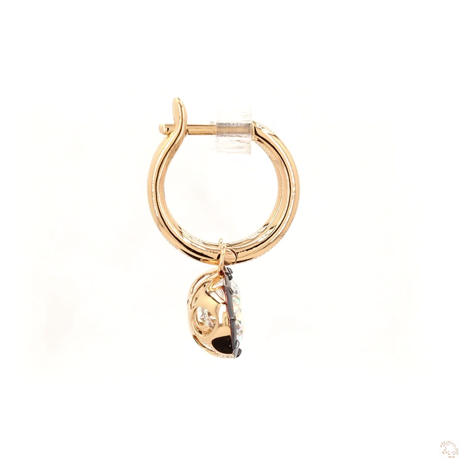 5.02 Ct East-West Oval Cut Diamond Bezel Huggie Charm Earrings in Two-Tone Gold