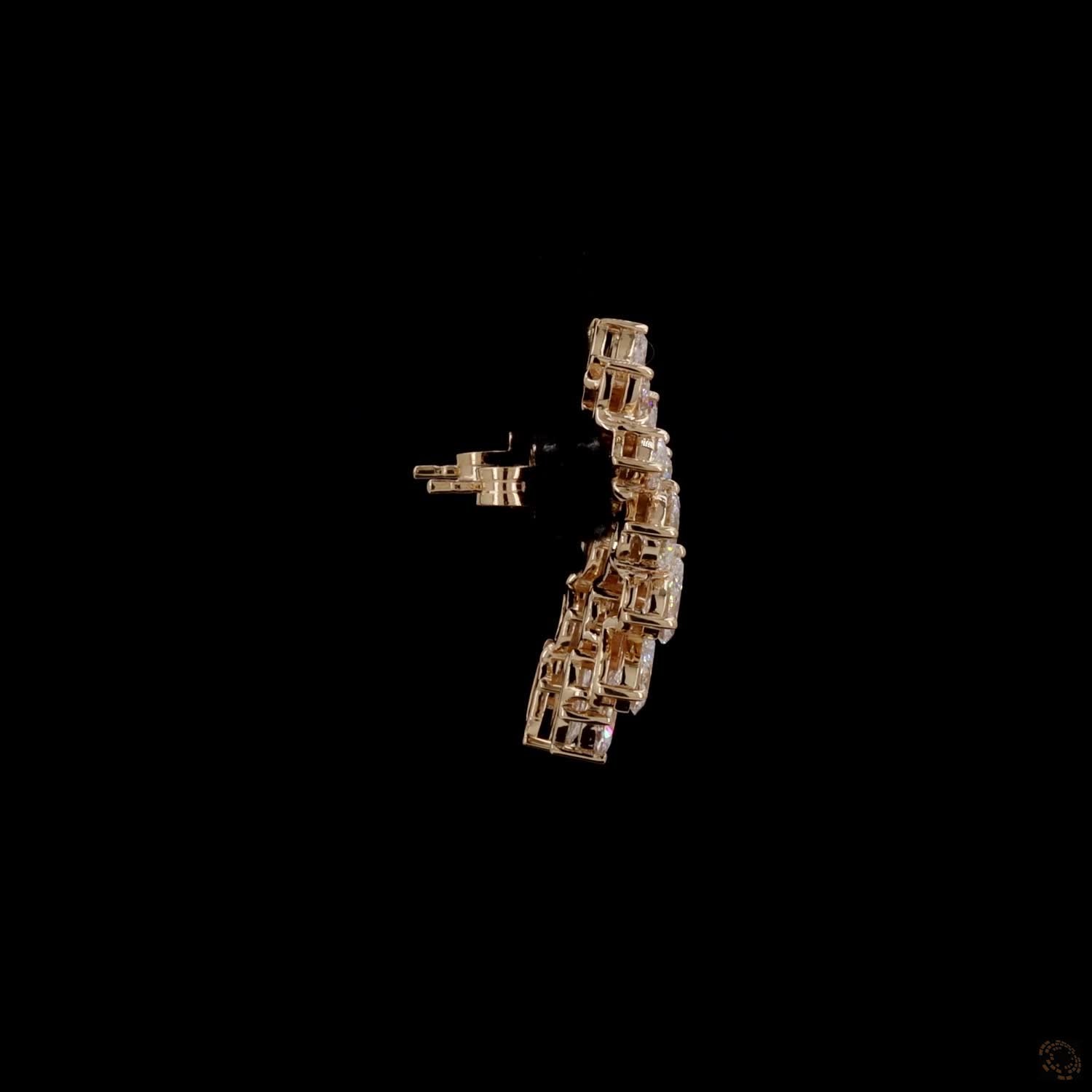 4.4 Ct Multi-Shape Ear Crawlers, Yellow Gold Leaf Cluster Earrings, Statement Bridal Vine Jewelry