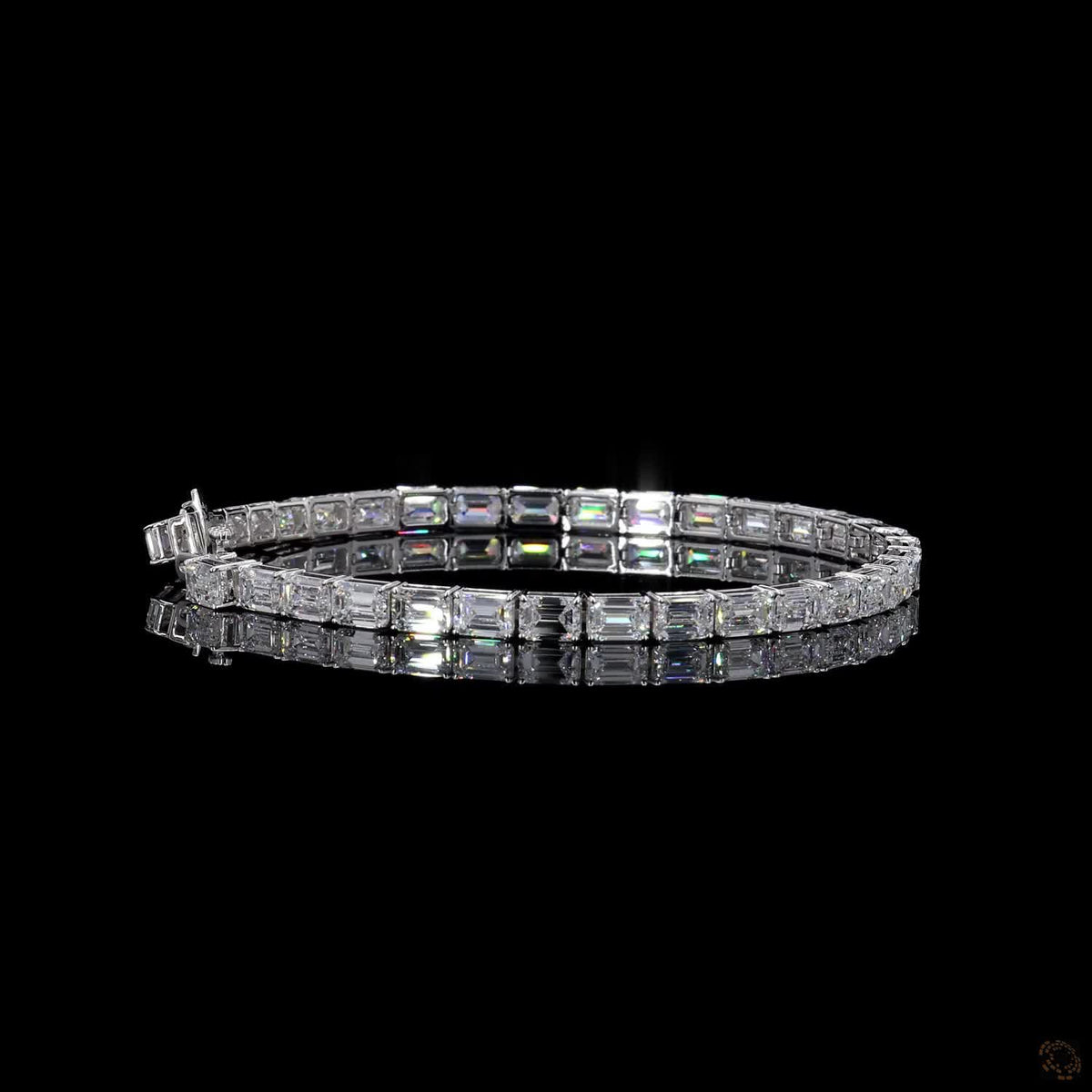 13.78 Ct Luxury Emerald-Cut CZ Tennis Bracelet for Women | Elegant Crystal Link Bracelet