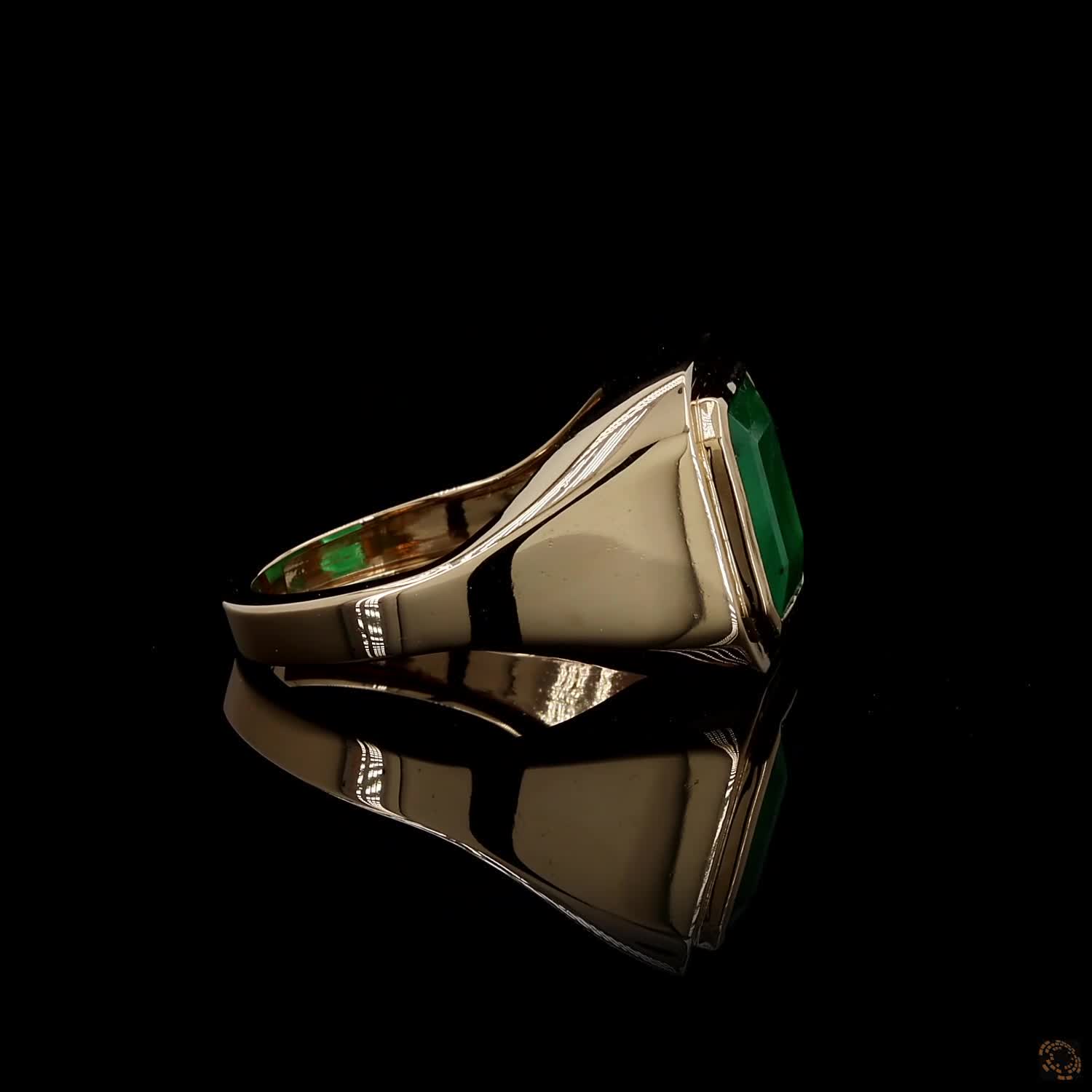 4.23 Ct Vibrant green emerald-cut emerald showcasing rich natural inclusions and classic step-faceted clarity