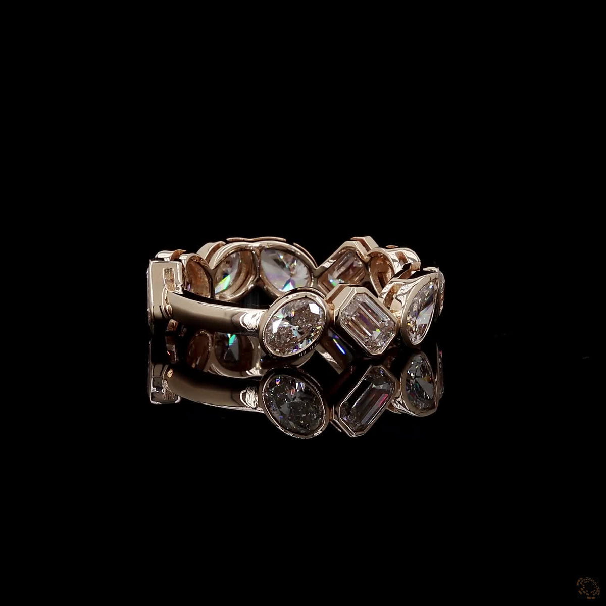 3.31 Ct Bezel-Set Multi-Shape Diamond Eternity Band in 14K Yellow Gold