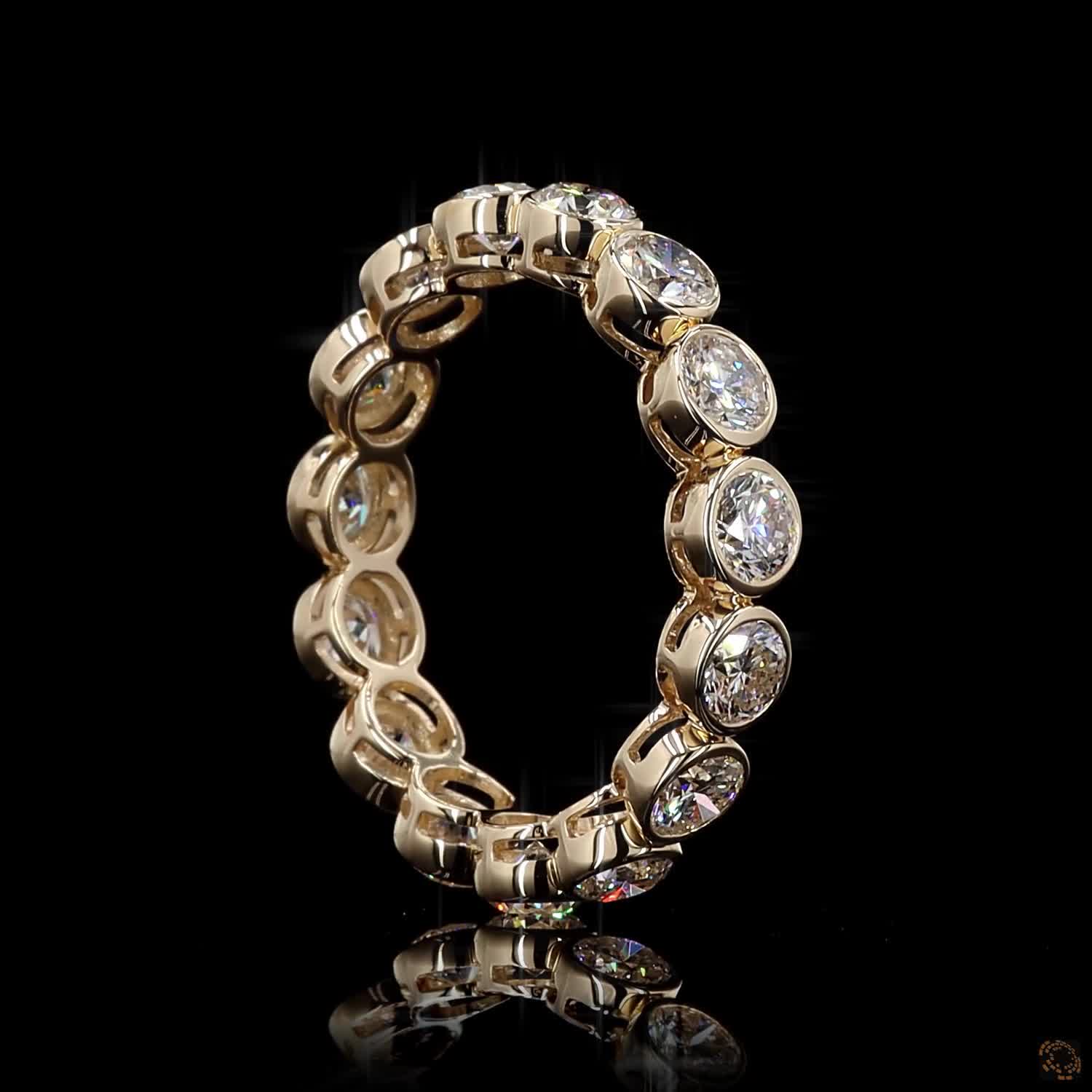 2.79 Ct Round Cut Diamond Bezel Eternity Band – 14KYellow Gold Floating Bezel Wedding Ring