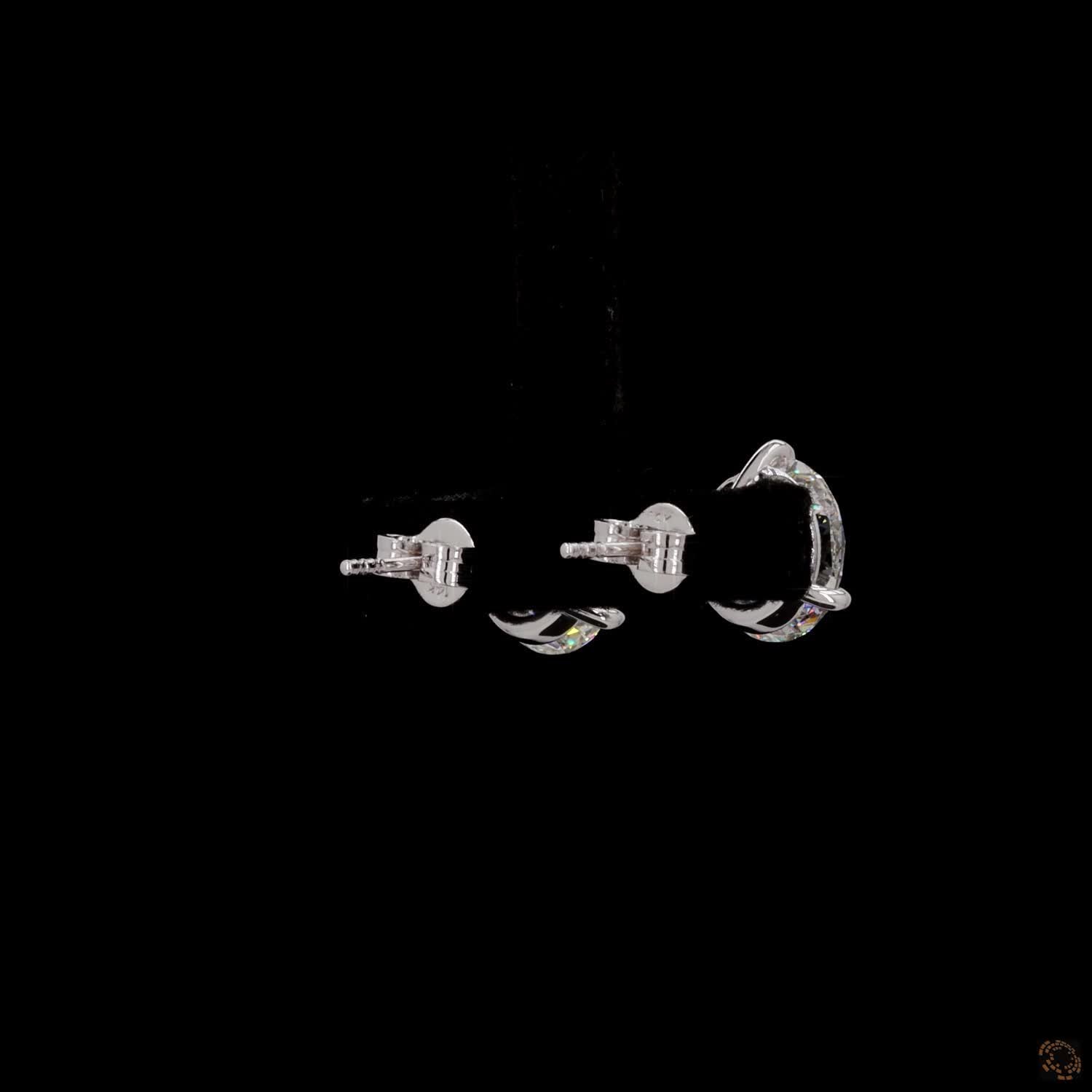 8.15 Prong Martini Round Diamond Stud Earrings in White Gold / Platinum
