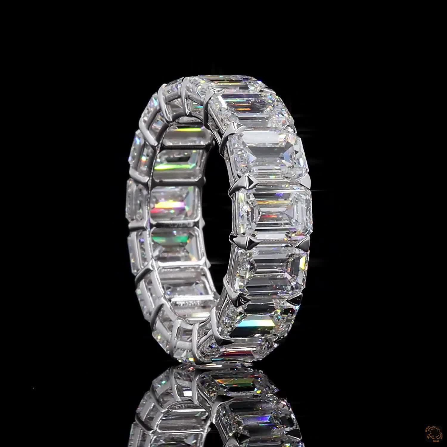 13.60 Ct Emerald Cut Diamond Eternity Band – Shared Prong Wedding Ring
