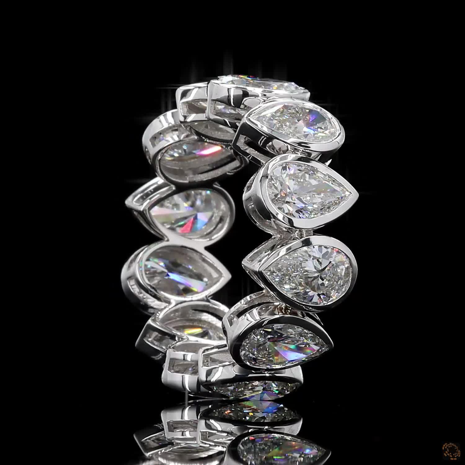 6.88 Ct Pear Cut Bezel Set Diamond Eternity Ring | 14K White Gold Lab Grown Diamond Band