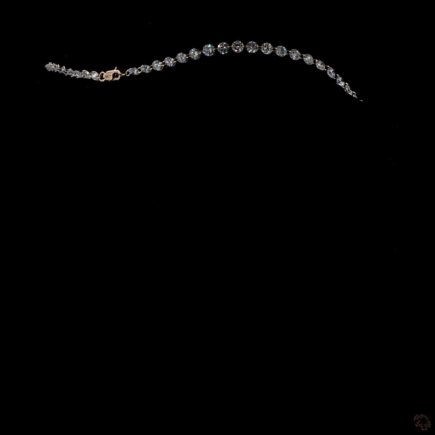19.49 Ct Round Brilliant Graduated Riviera Station Necklace in Yellow Gold
