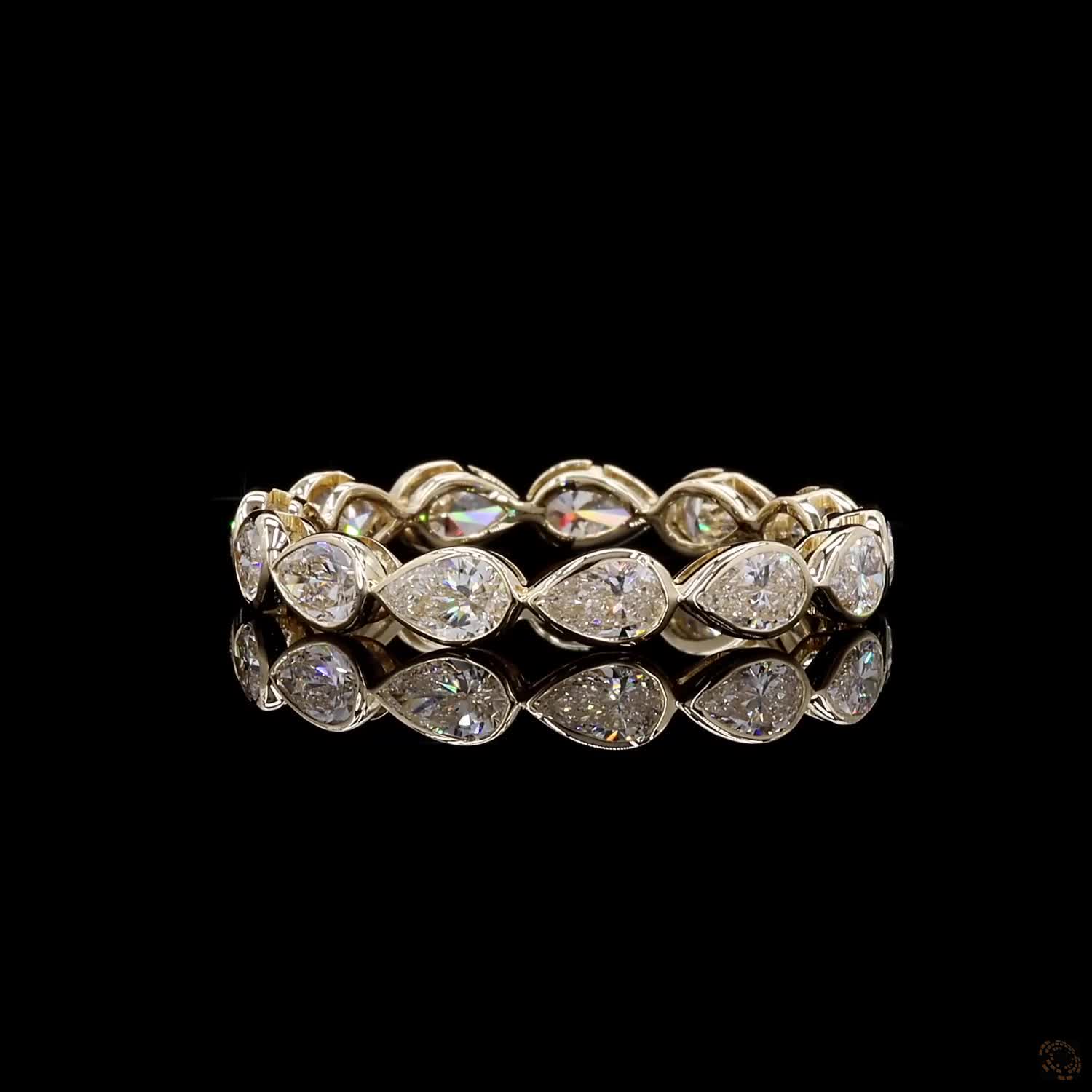 3.24 Ct Horizontal Pear-Shaped Diamond Full Bezel Eternity Ring