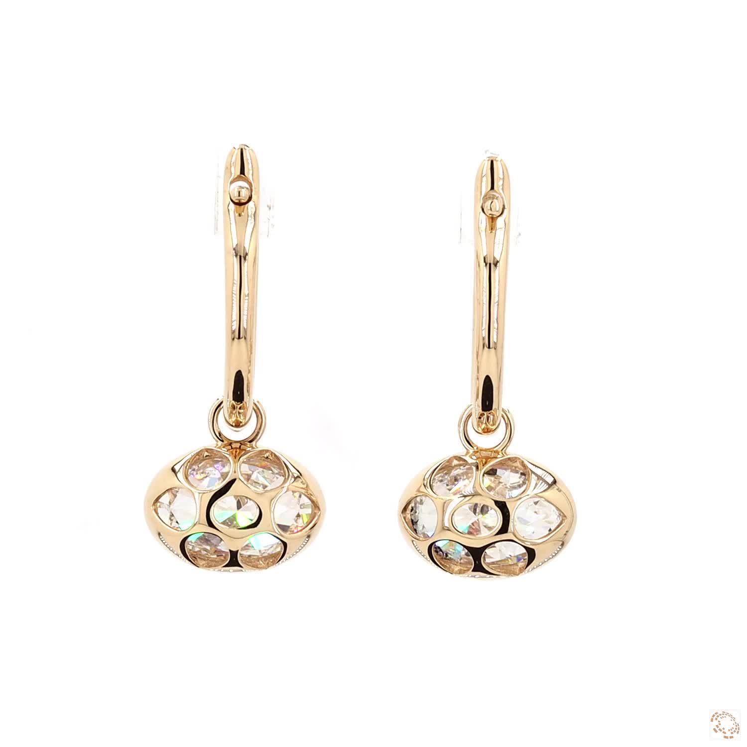 4.11 Ct Gold Oval Solitaire Dangle Earrings | Luxury Oval Crystal Hoop Earrings