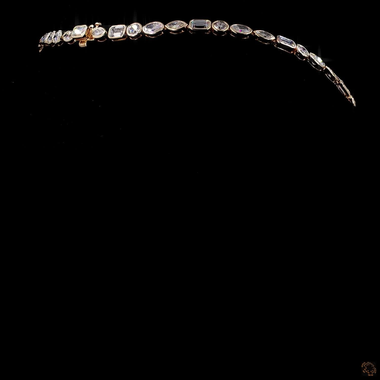 20.70 Ct Bezel Set Mixed Fancy Cut Diamond Riviera Eternity Necklace