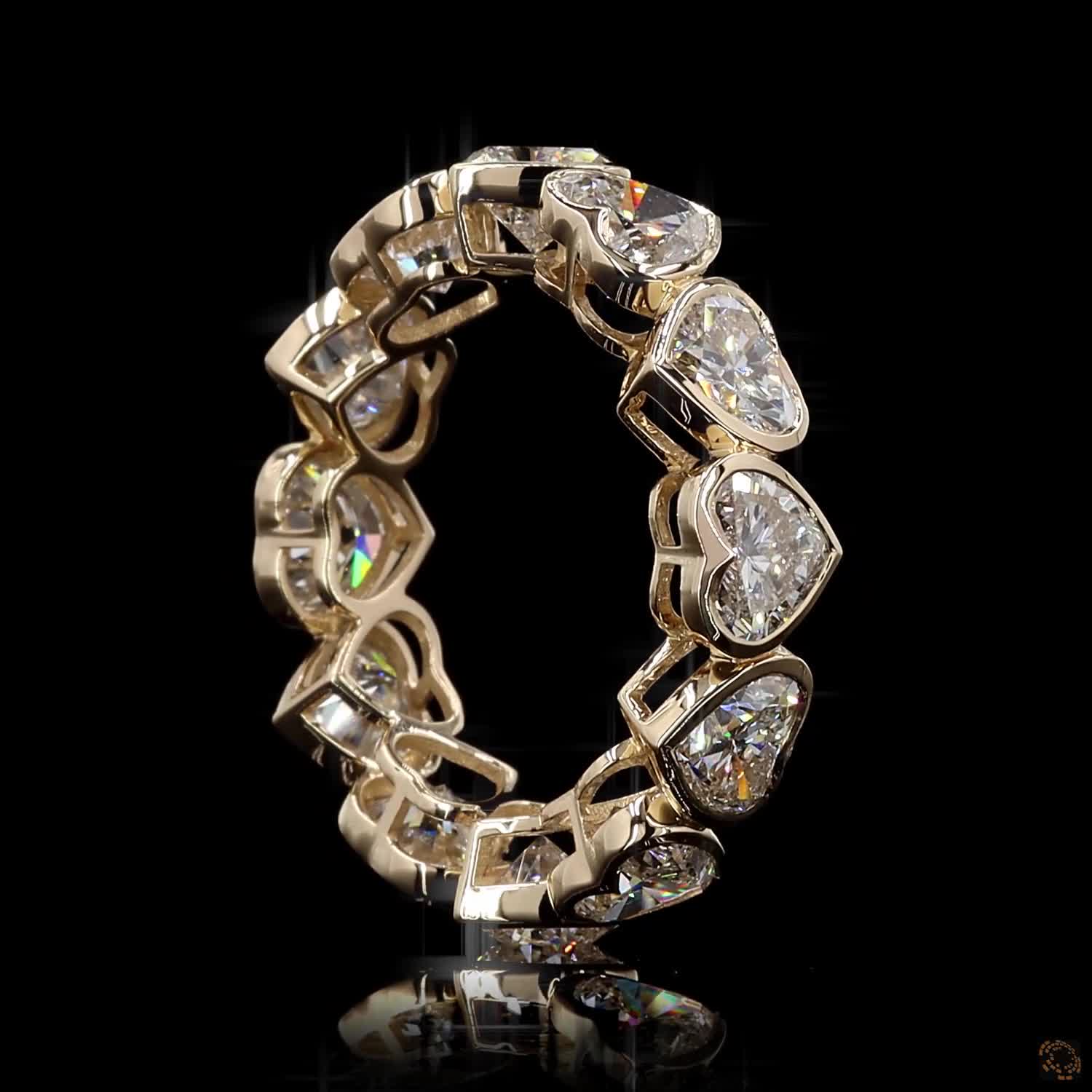 6.92 Ct Heart-Shaped Diamond Eternity Band Ring | Solid 14K Gold Anniversary Ring