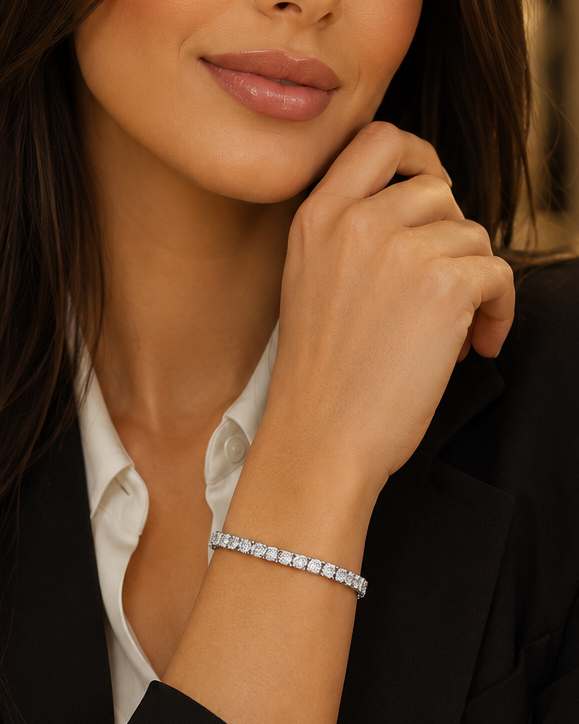 9.41 Ct White Gold Diamond Tennis Bracelet – Round Brilliant Cut Luxury Bracelet for Women